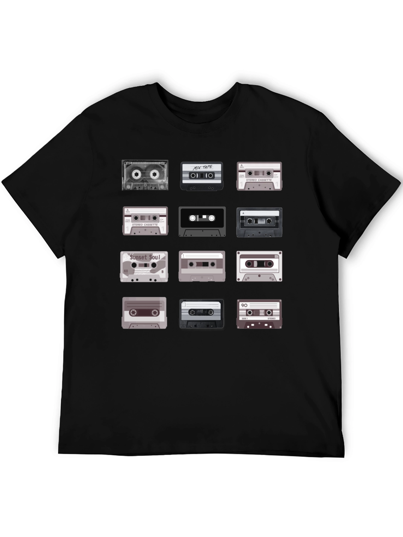 Black Retro Cassette Tape Graphic Tee - Music Lover T-Shirt view 5