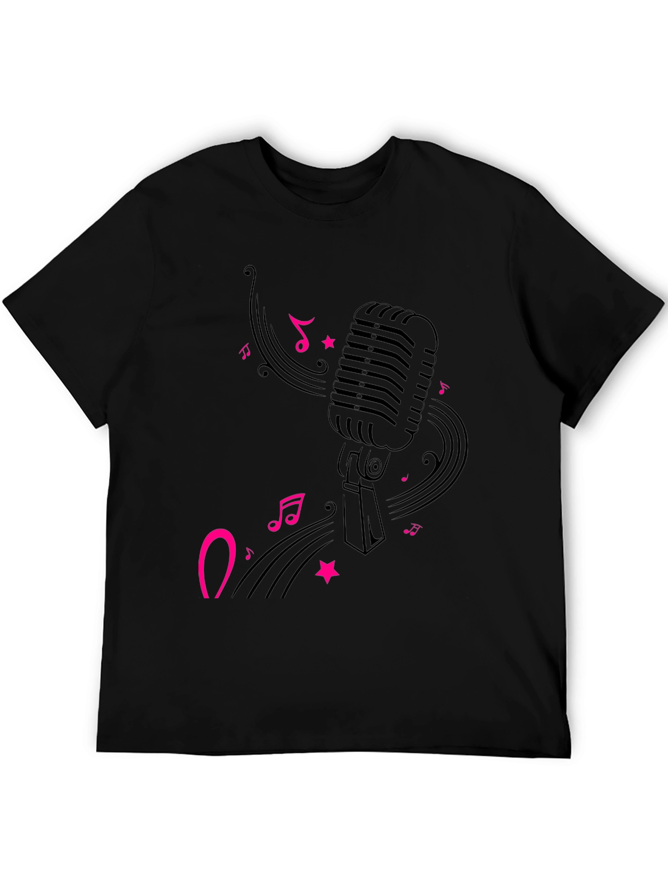 Black Retro Microphone Graphic Tee - Black view 5