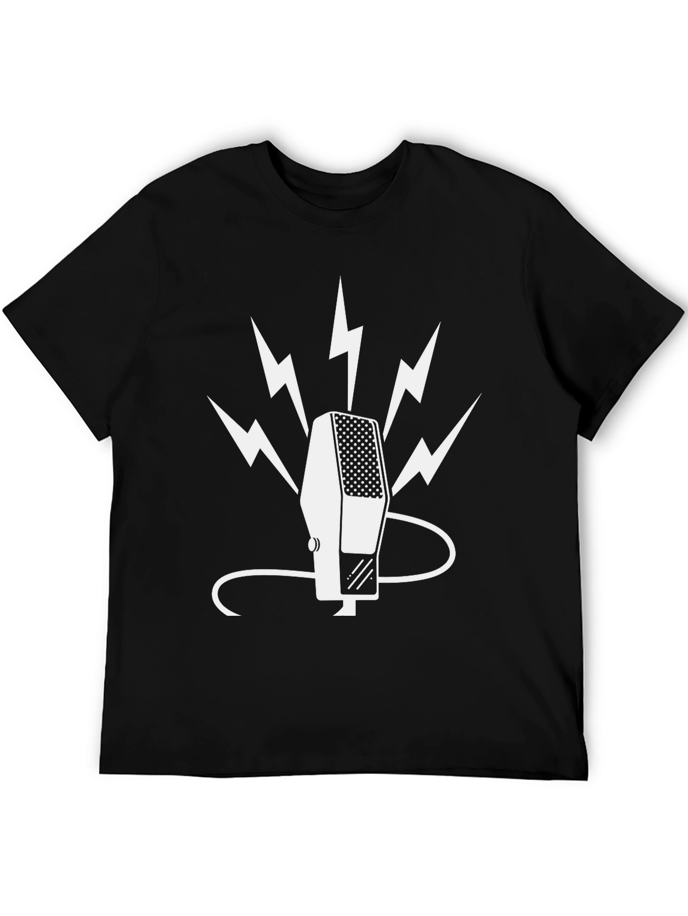 Black Retro Microphone Graphic Tee view 5