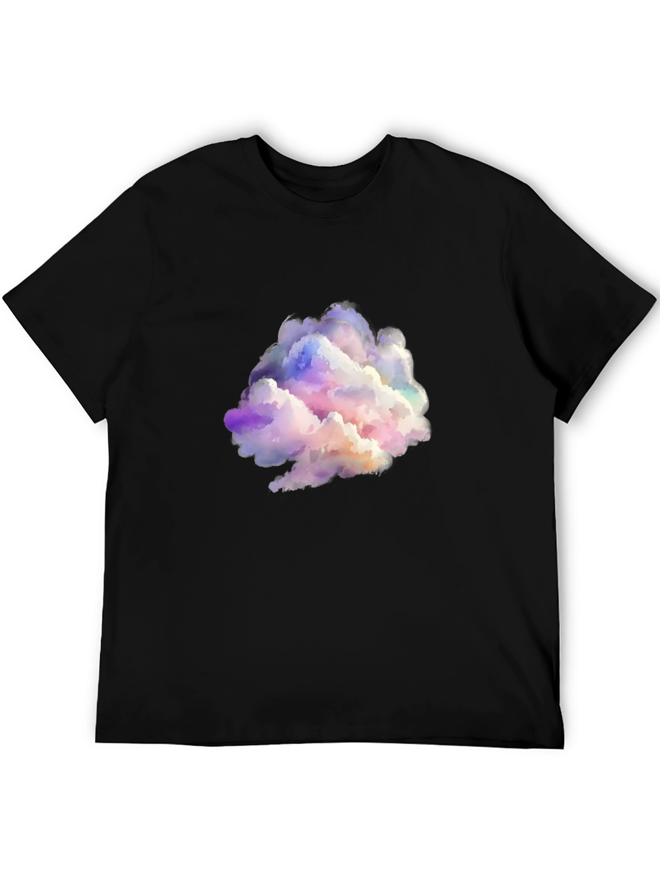Black Colorful Cloud Graphic Black T-Shirt view 5