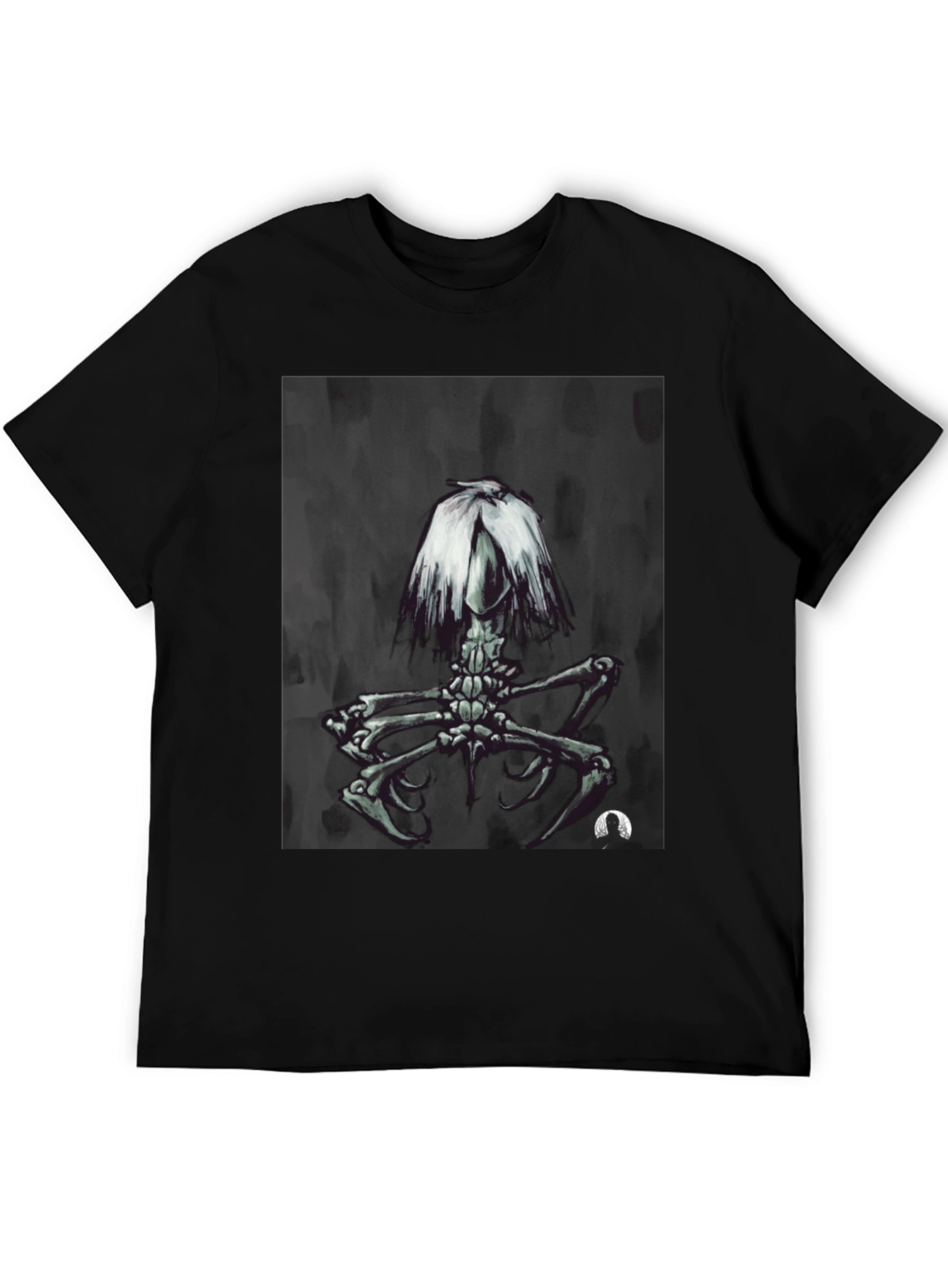 Black Dark Surreal Skeleton Art T-Shirt view 5