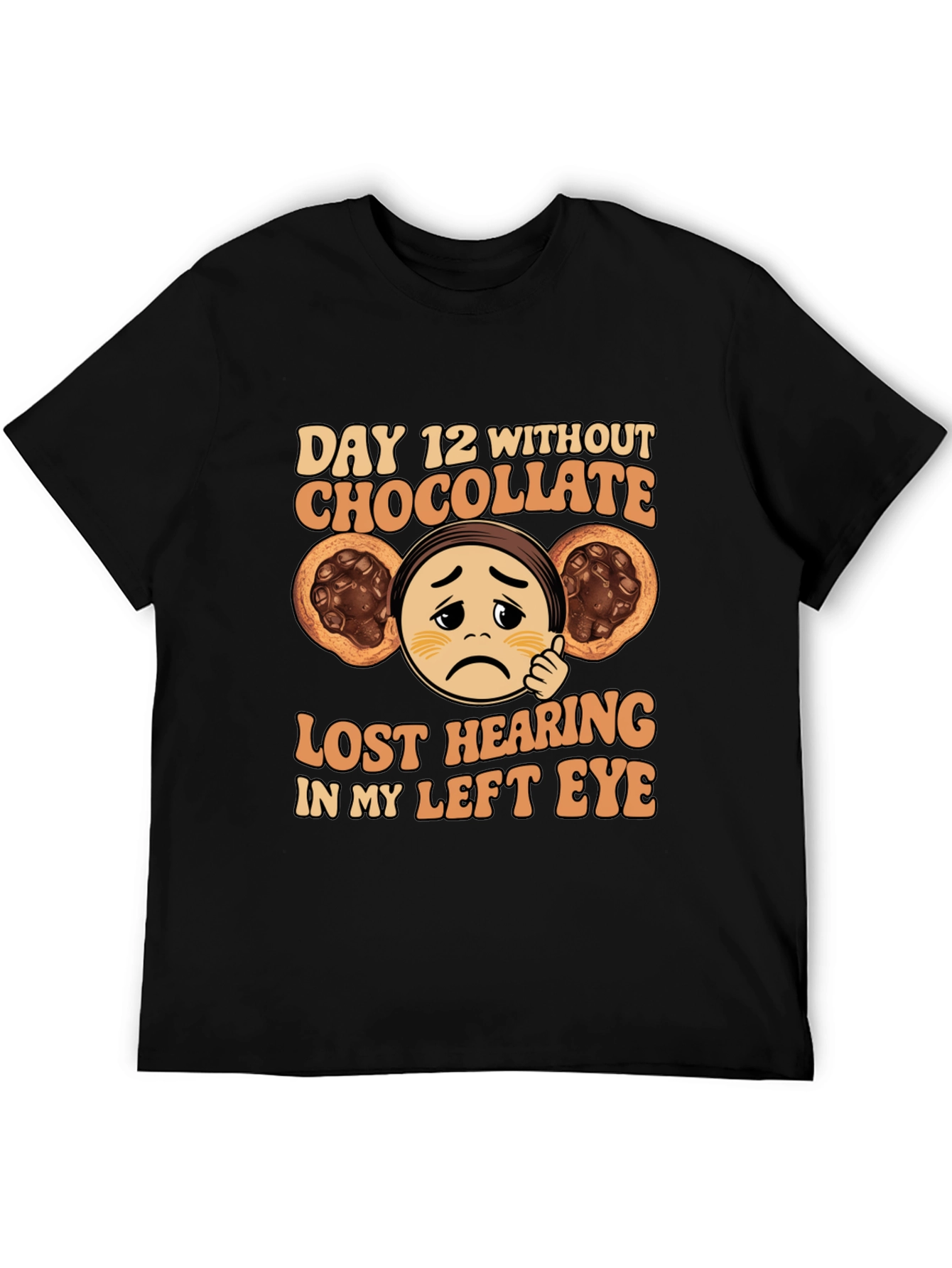 Black Funny Chocolate Deprivation T-Shirt view 5