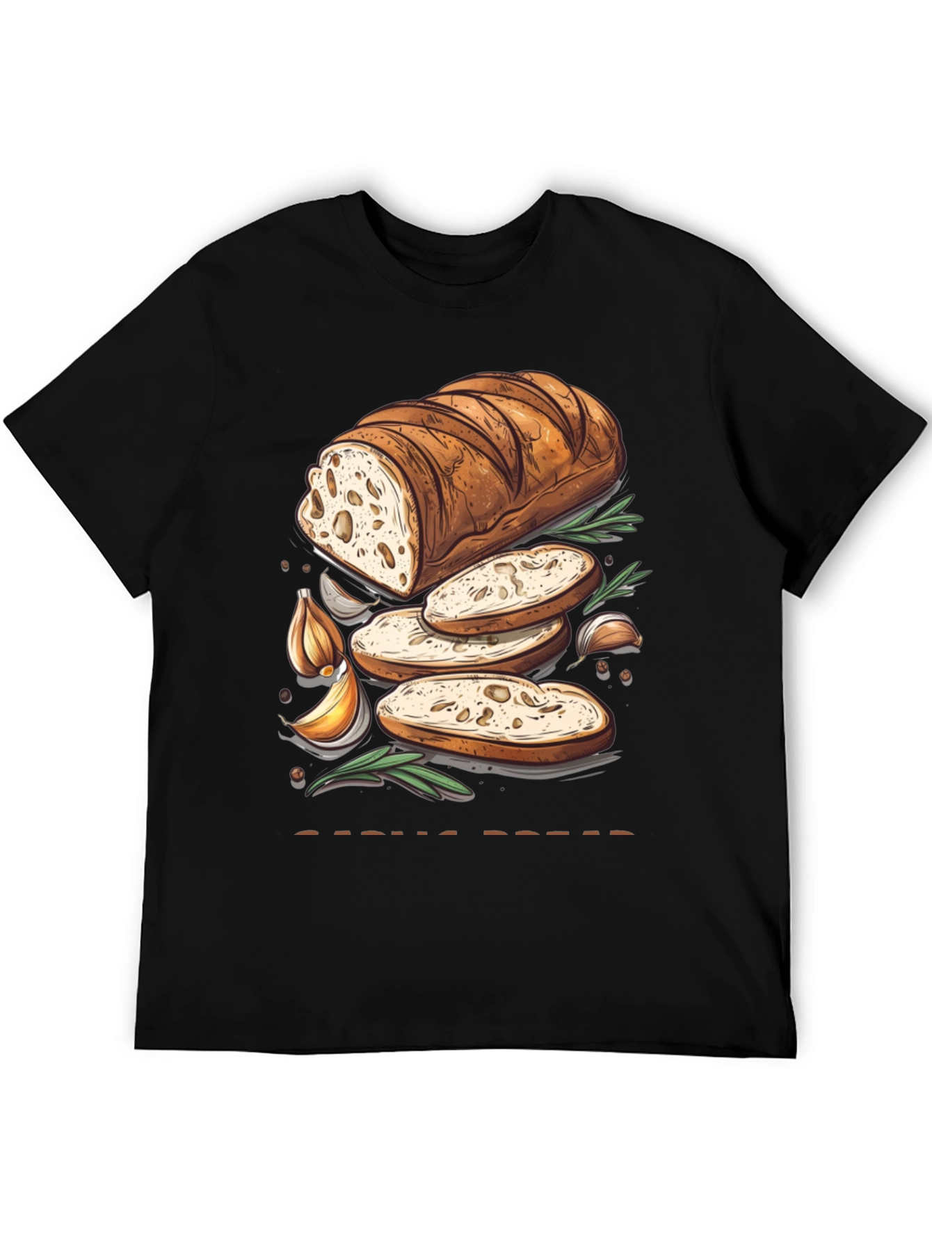 Black Garlic Bread Lover's T-Shirt view 5
