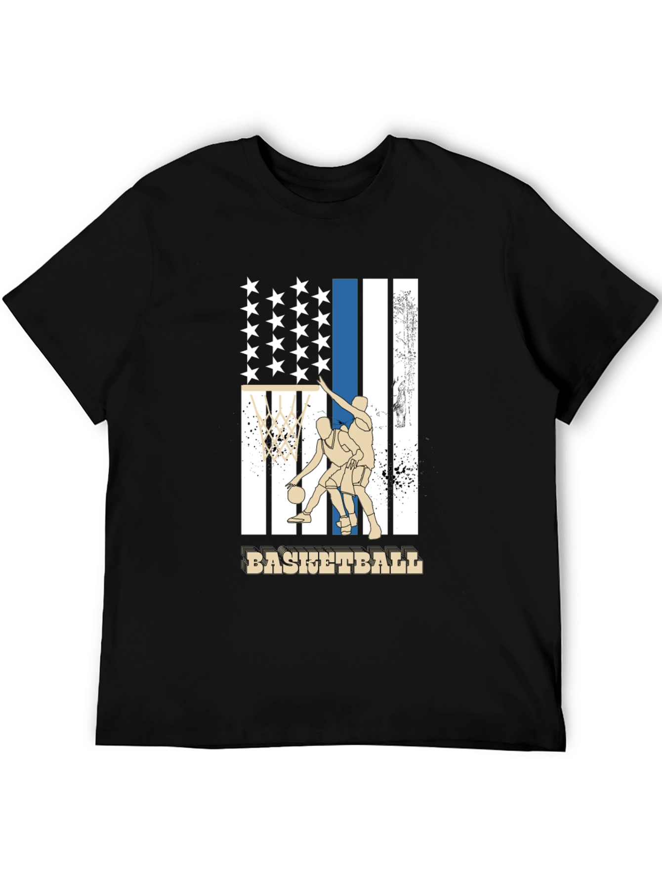 Black Basketball USA Flag Graphic T-Shirt view 5