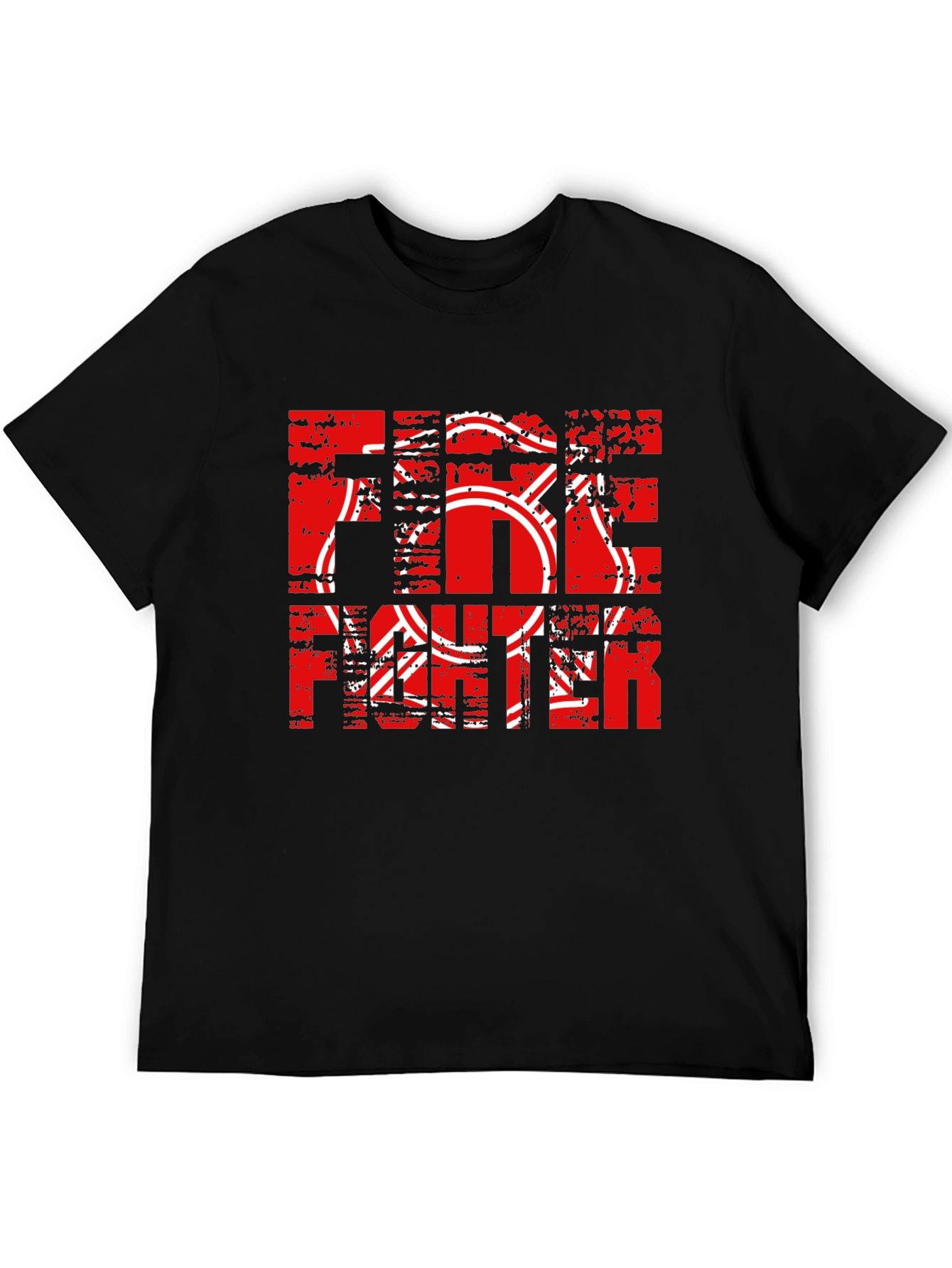 Firefighter Graphic Print Black T-Shirt - 5