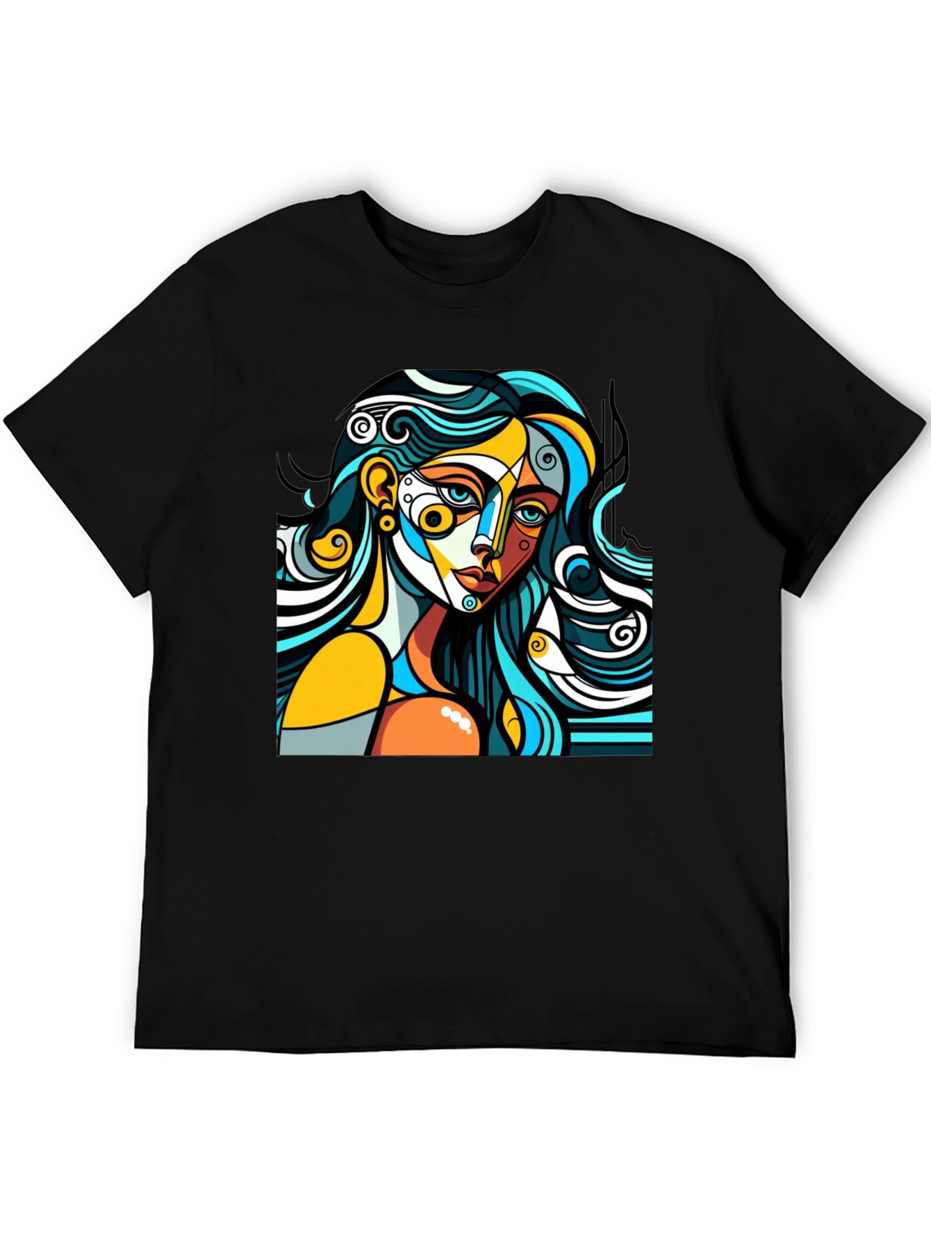 Black Abstract Art Woman Graphic Tee - Modern Style view 5