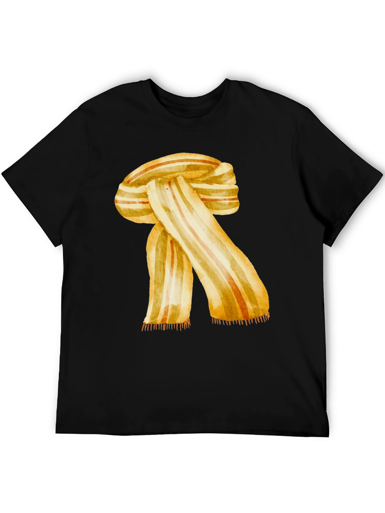 Black Watercolor Scarf Graphic Tee - Stylish Men's Shirt view 5