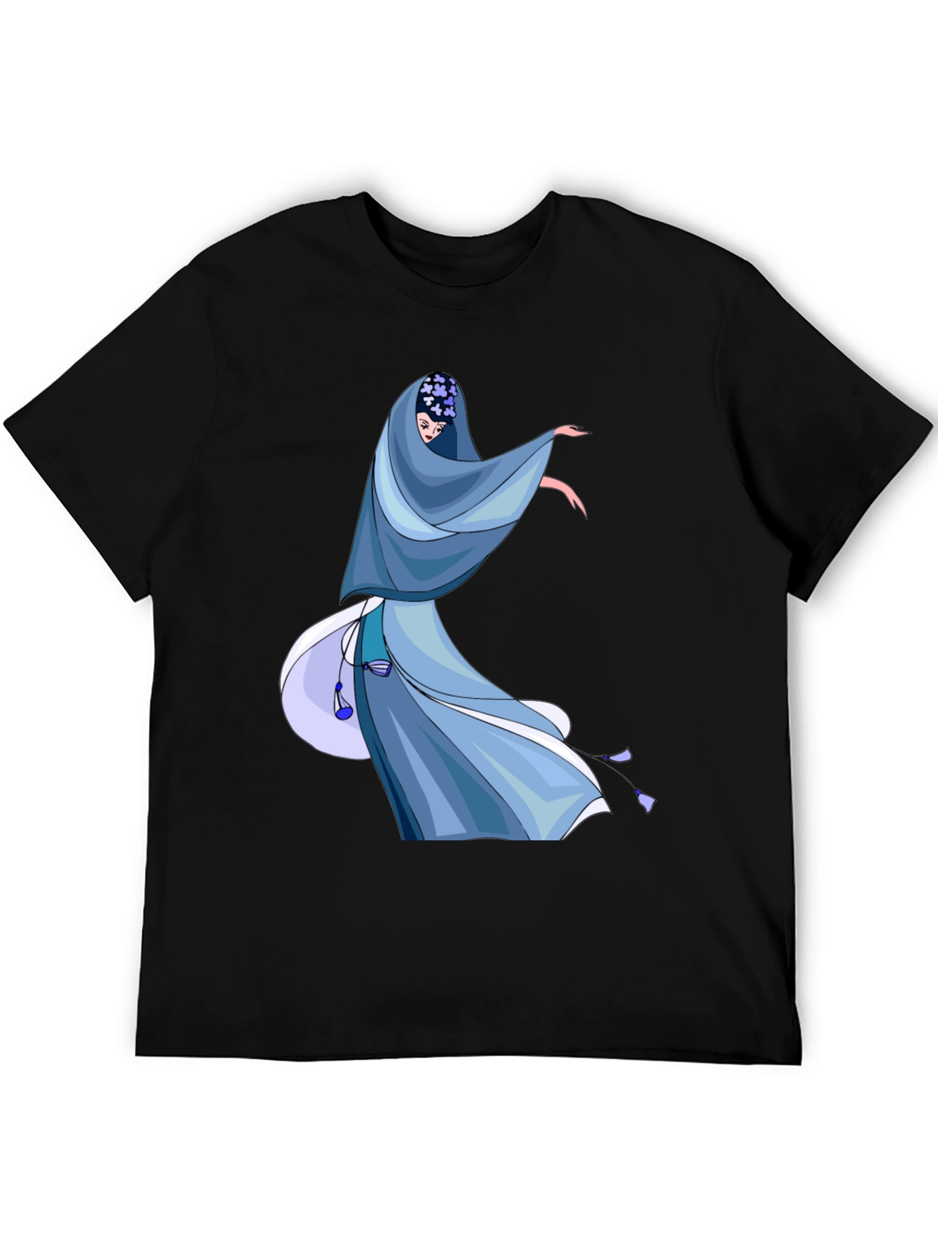 Black Elegant Blue Dress Graphic T-Shirt view 5