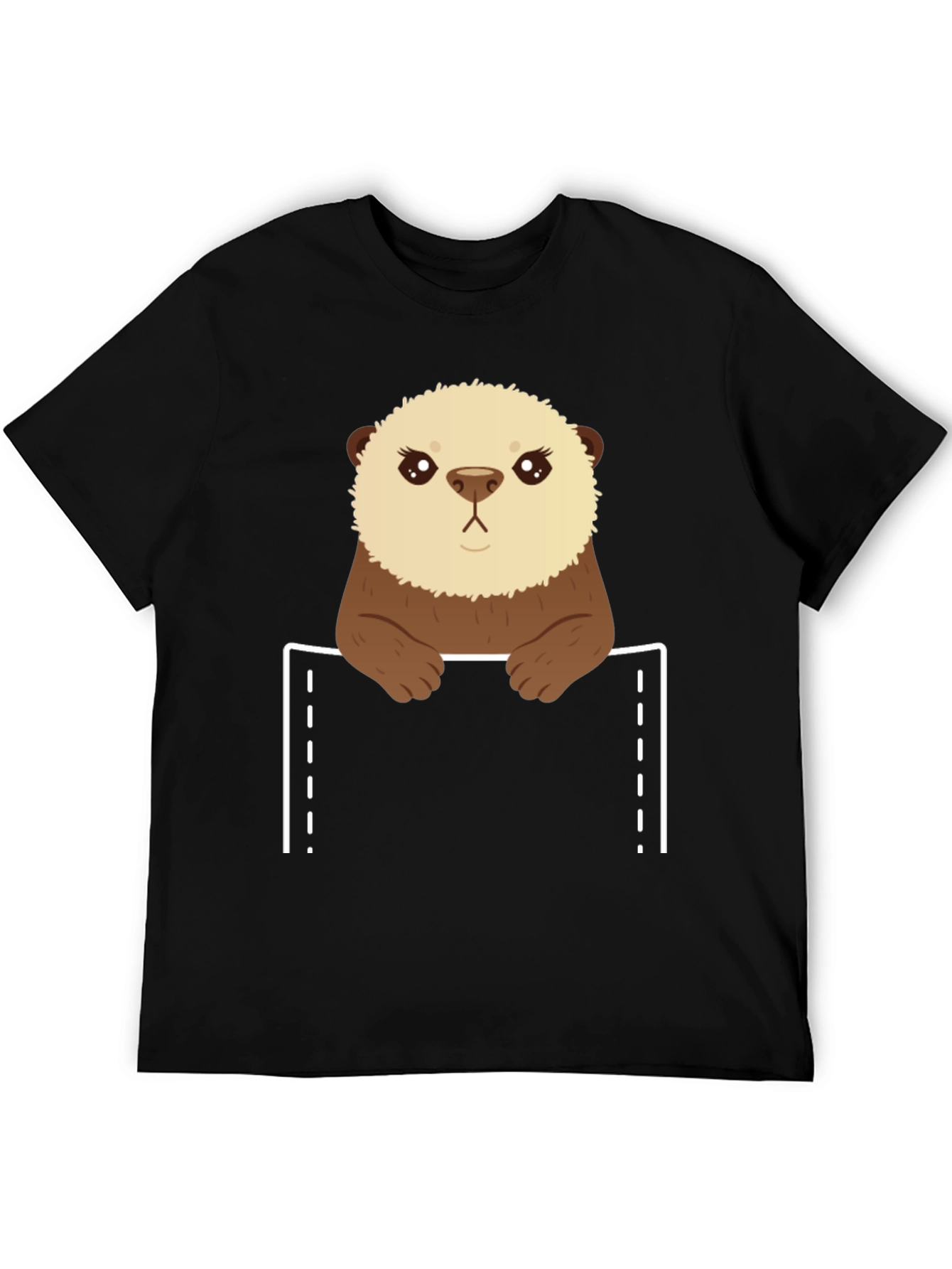Black Otter Pocket T-Shirt - Cute Animal Tee view 5