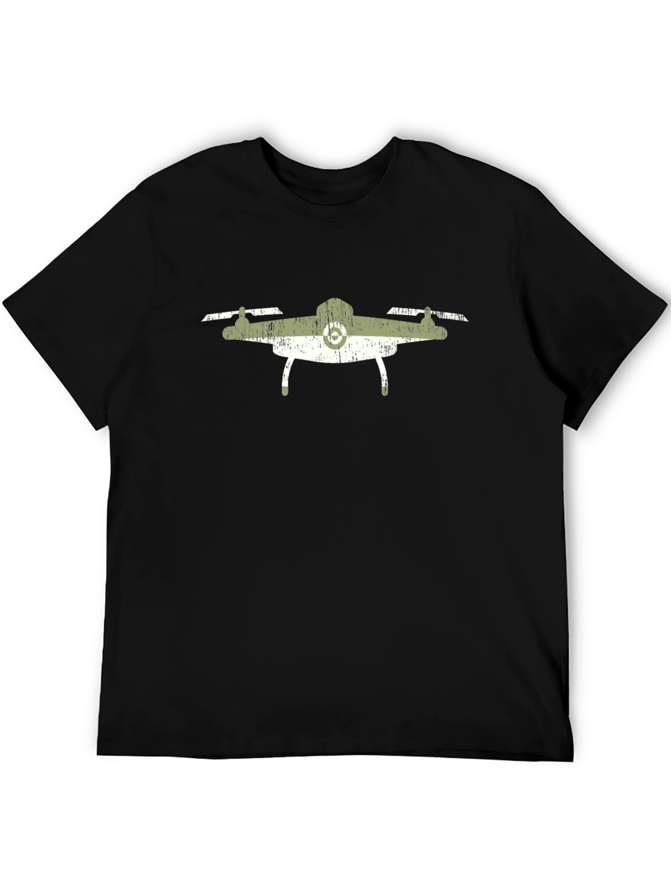 Black Drone Graphic T-Shirt - Black Cotton Tee view 5