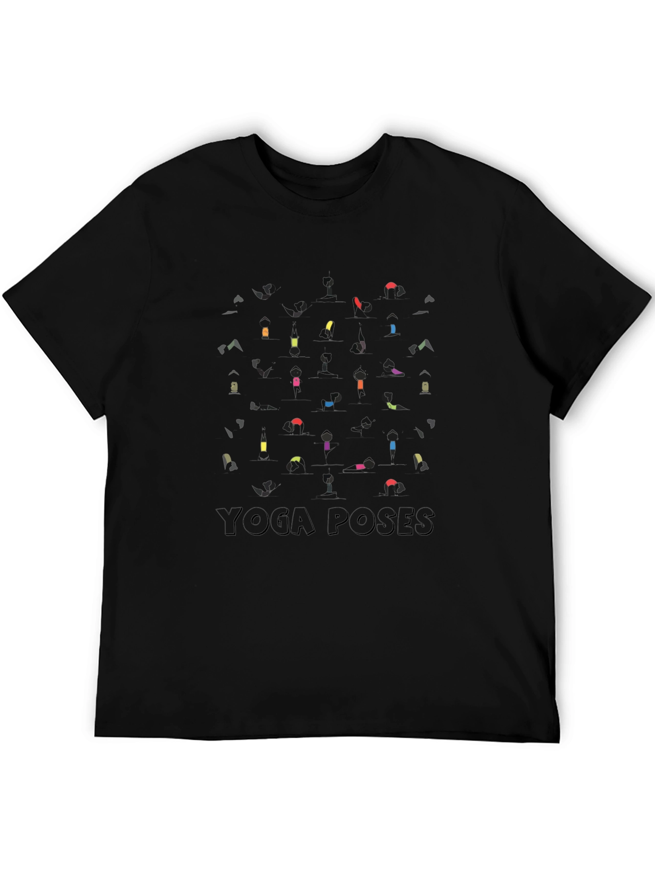 Black Yoga Poses Graphic Black T-Shirt view 5