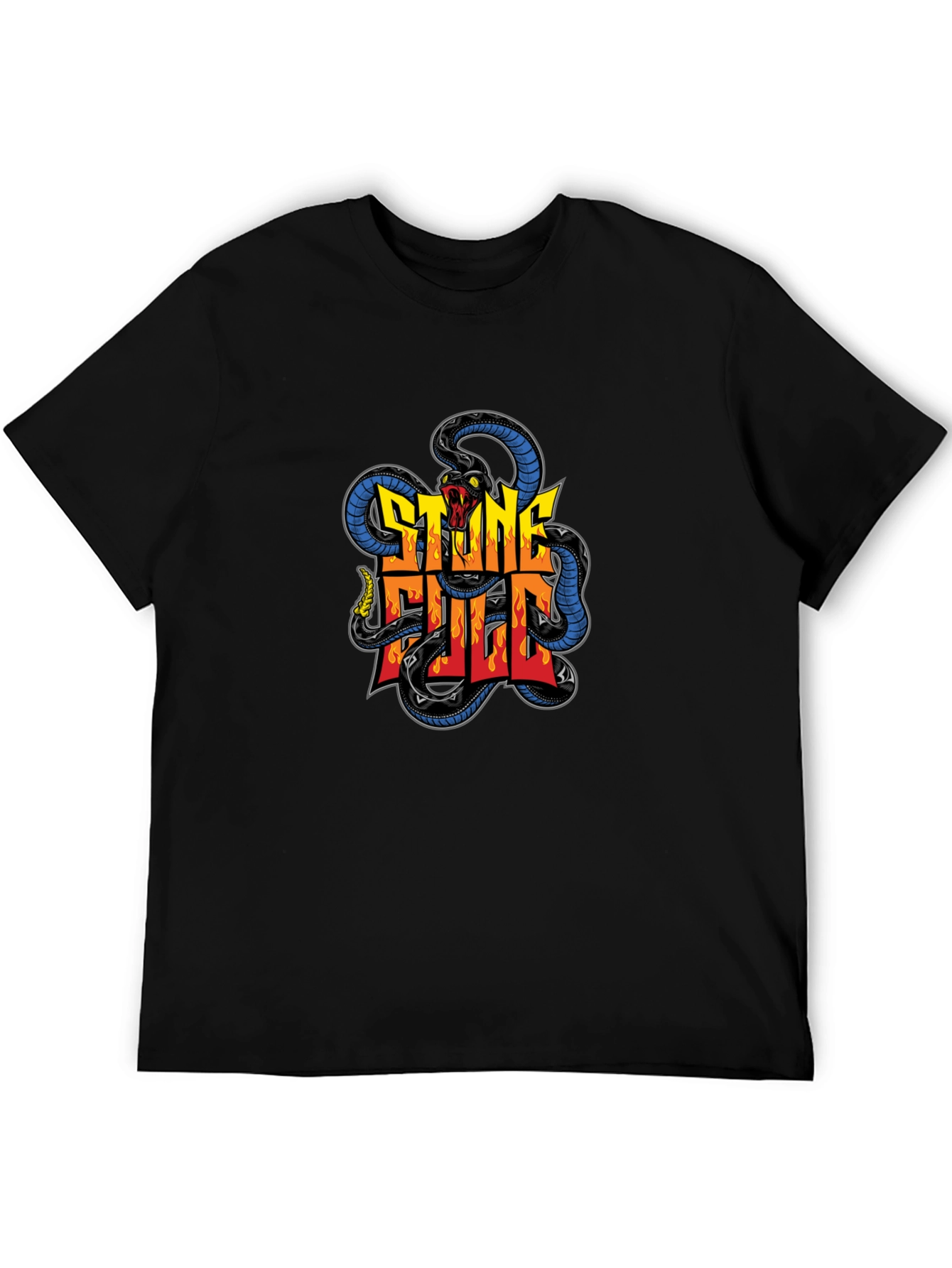 Black Stone Full Snake Graphic Tee - Men's Black T-Shirt view 5