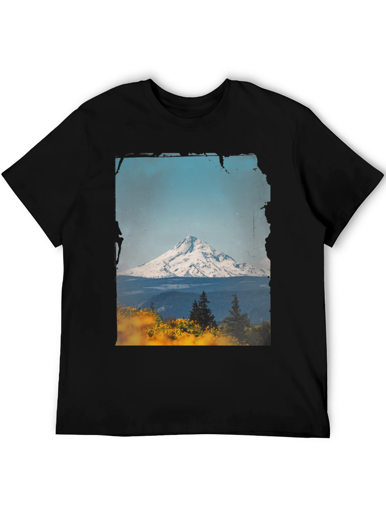 Black Mountain View Graphic Tee - Black Casual Shirt view 5