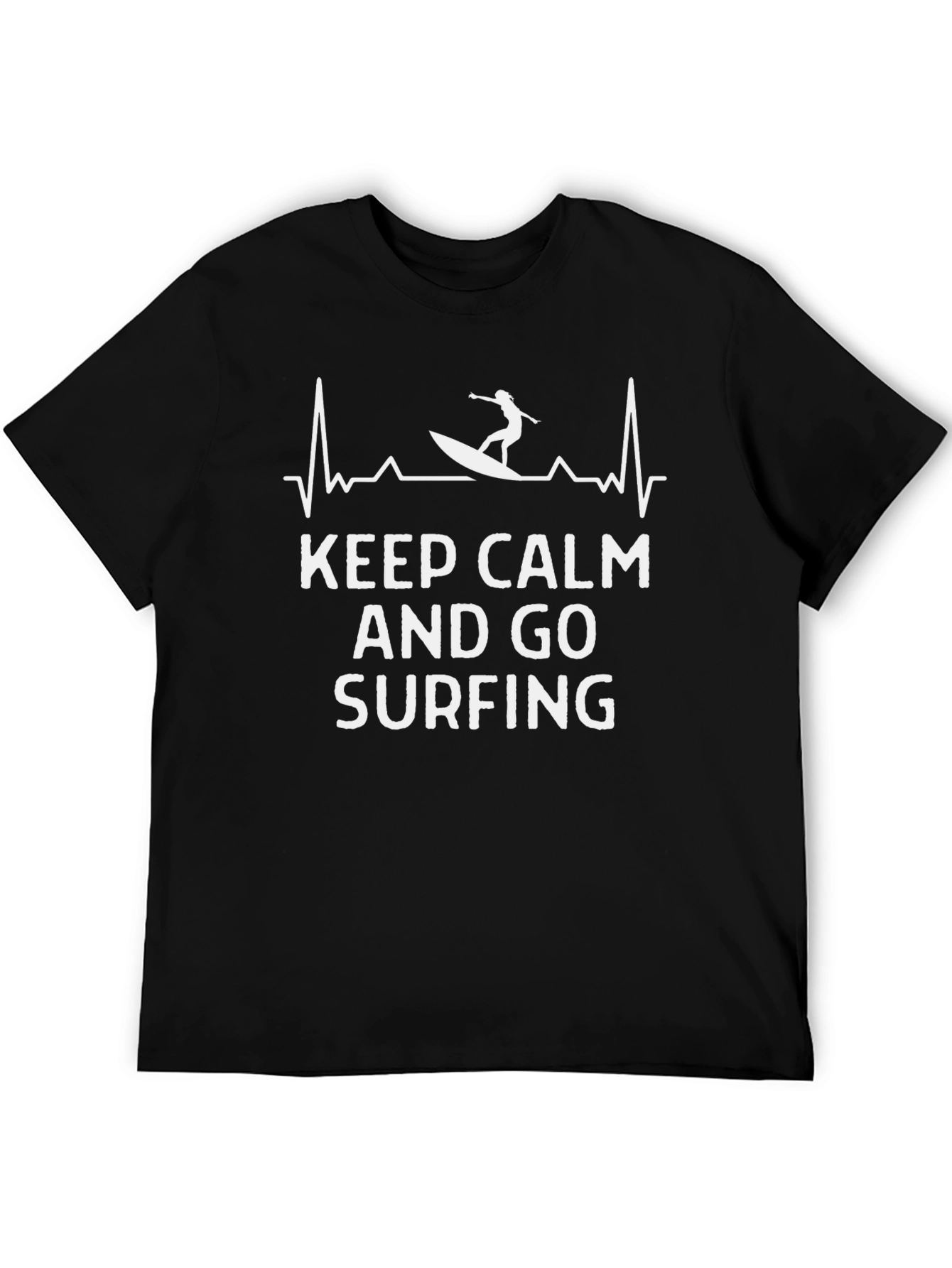 Black Keep Calm and Go Surfing T-Shirt - Black Graphic Tee view 5