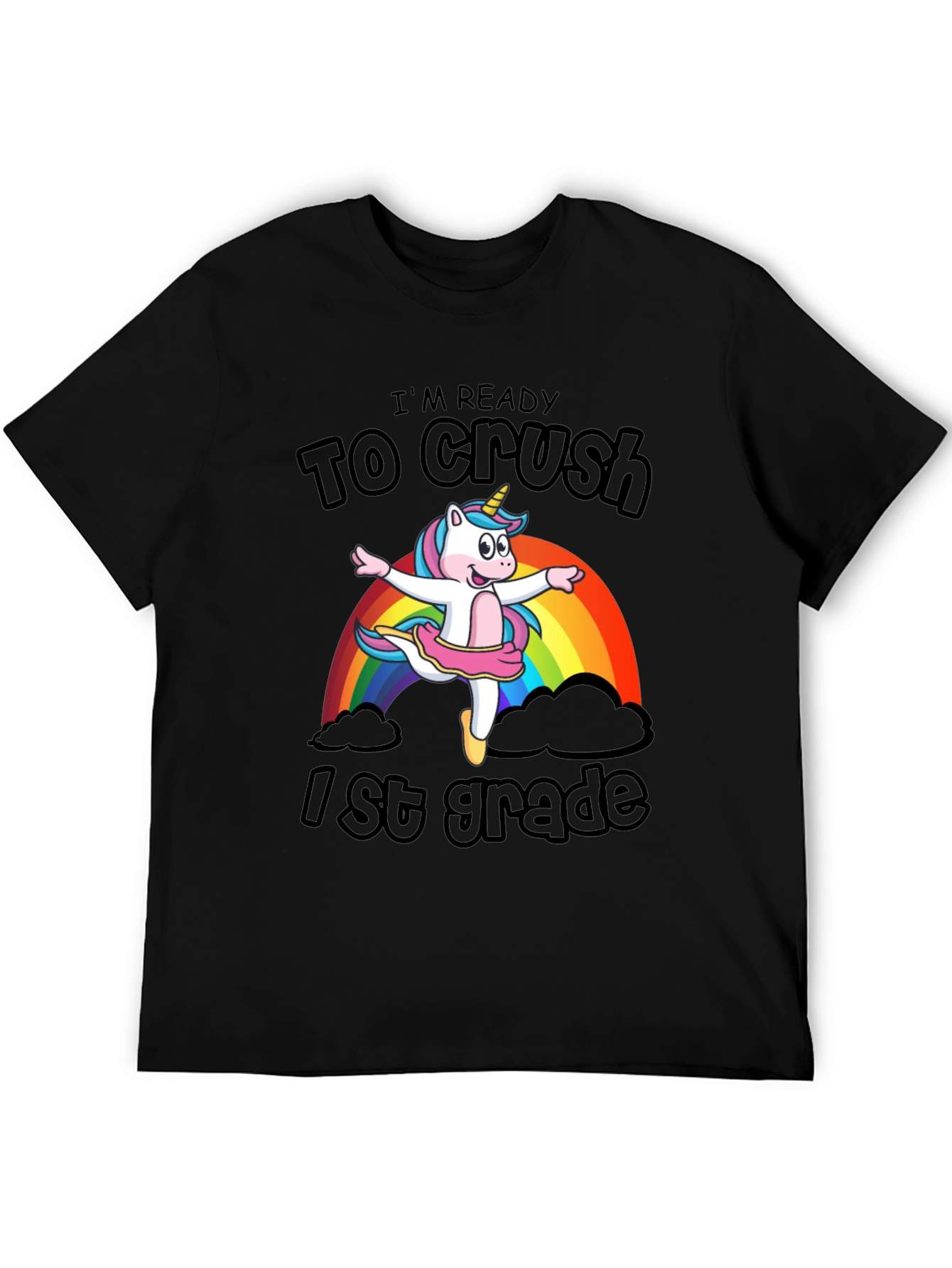 Black I'm Ready to Crush 1st Grade Unicorn T-Shirt view 5