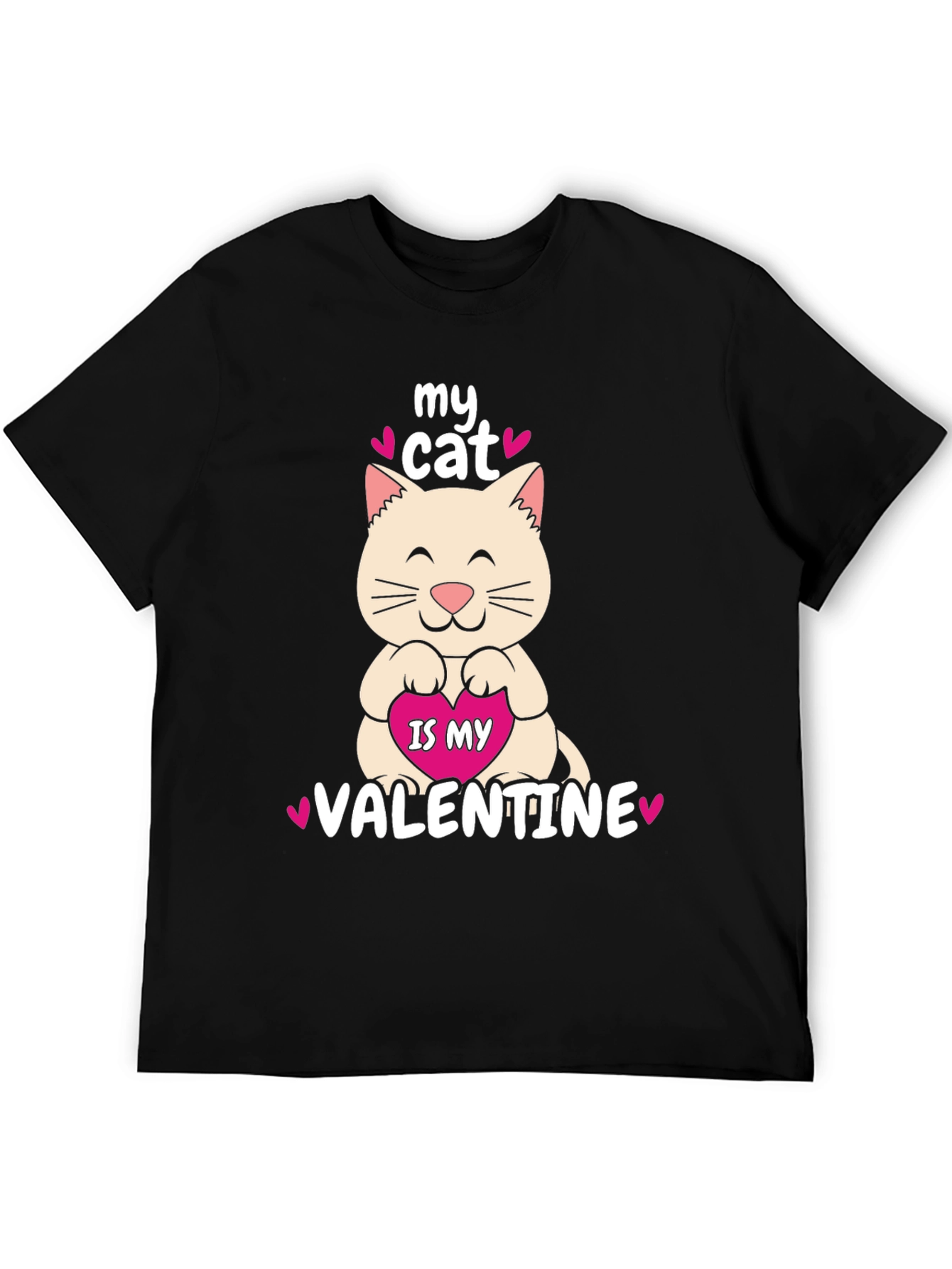 Black My Cat is My Valentine T-Shirt view 5