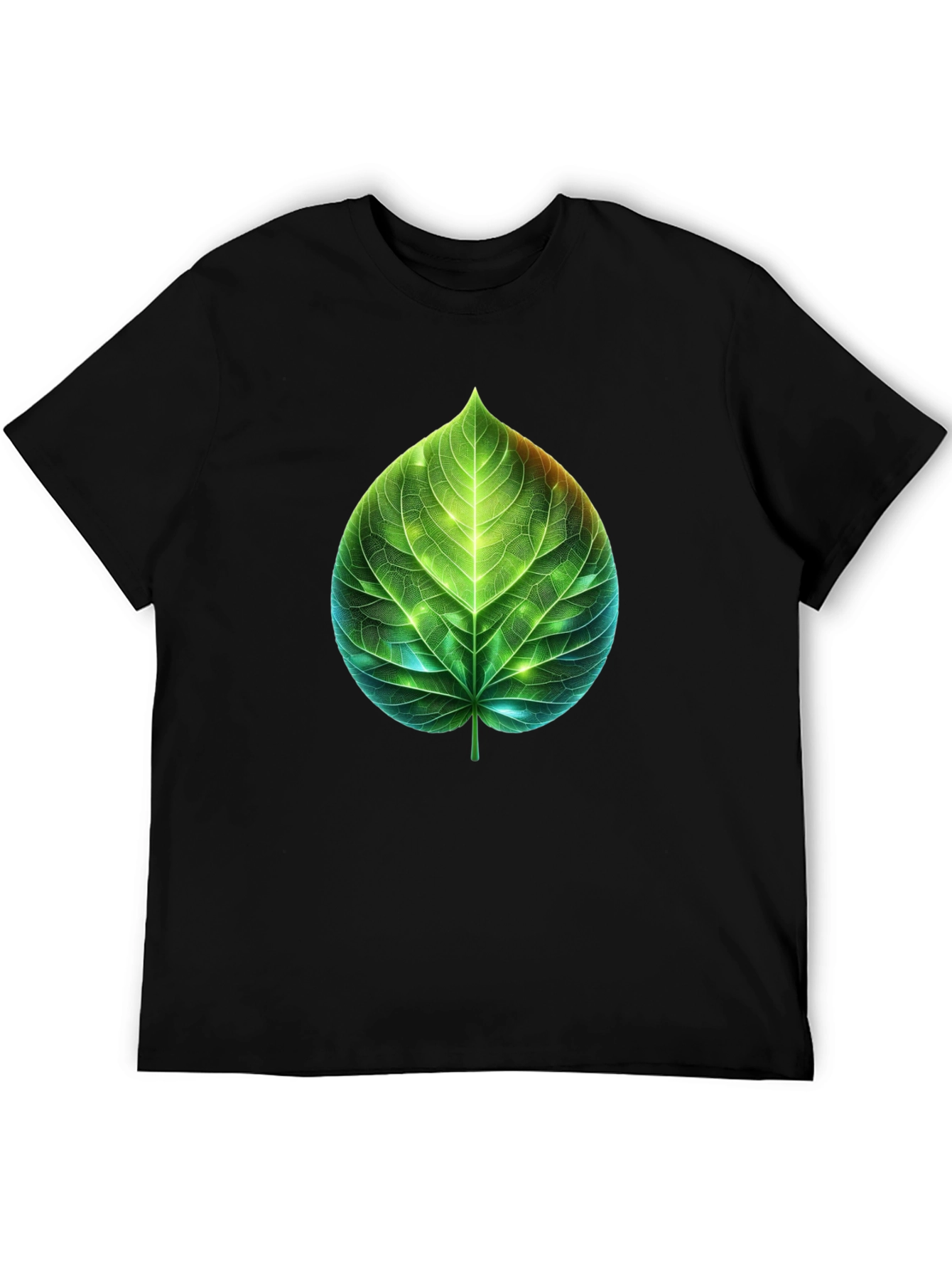 Black Leaf Design Graphic Tee - Nature Inspired T-Shirt view 5