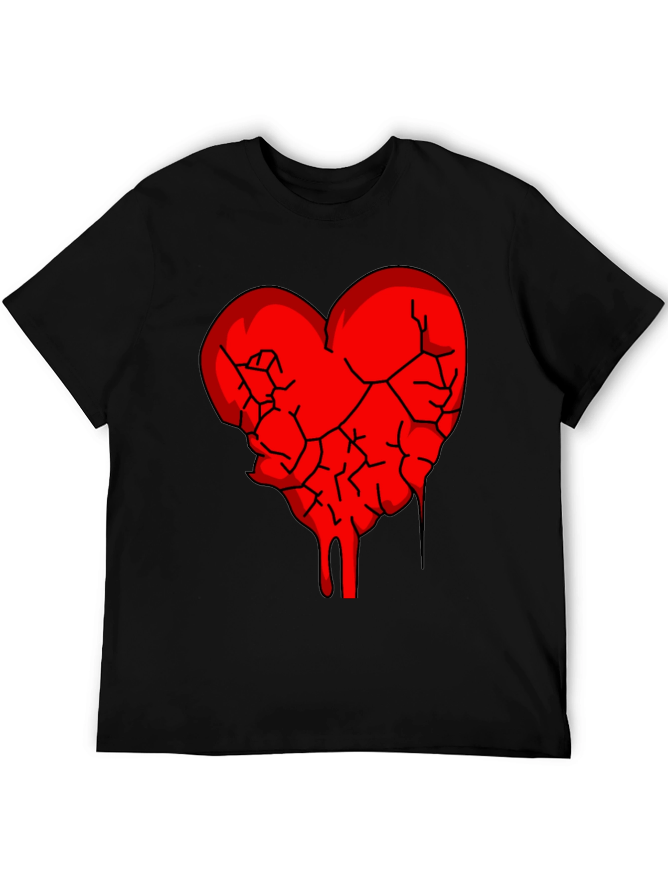 Black Broken Heart Graphic Tee - Black Cotton Blend view 5