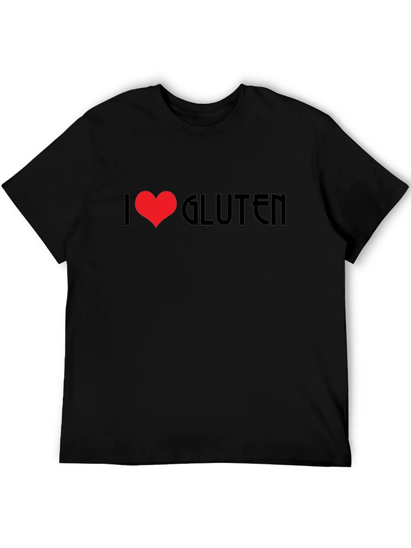 Black I Heart Gluten Black T-Shirt Novelty Graphic Tee view 5