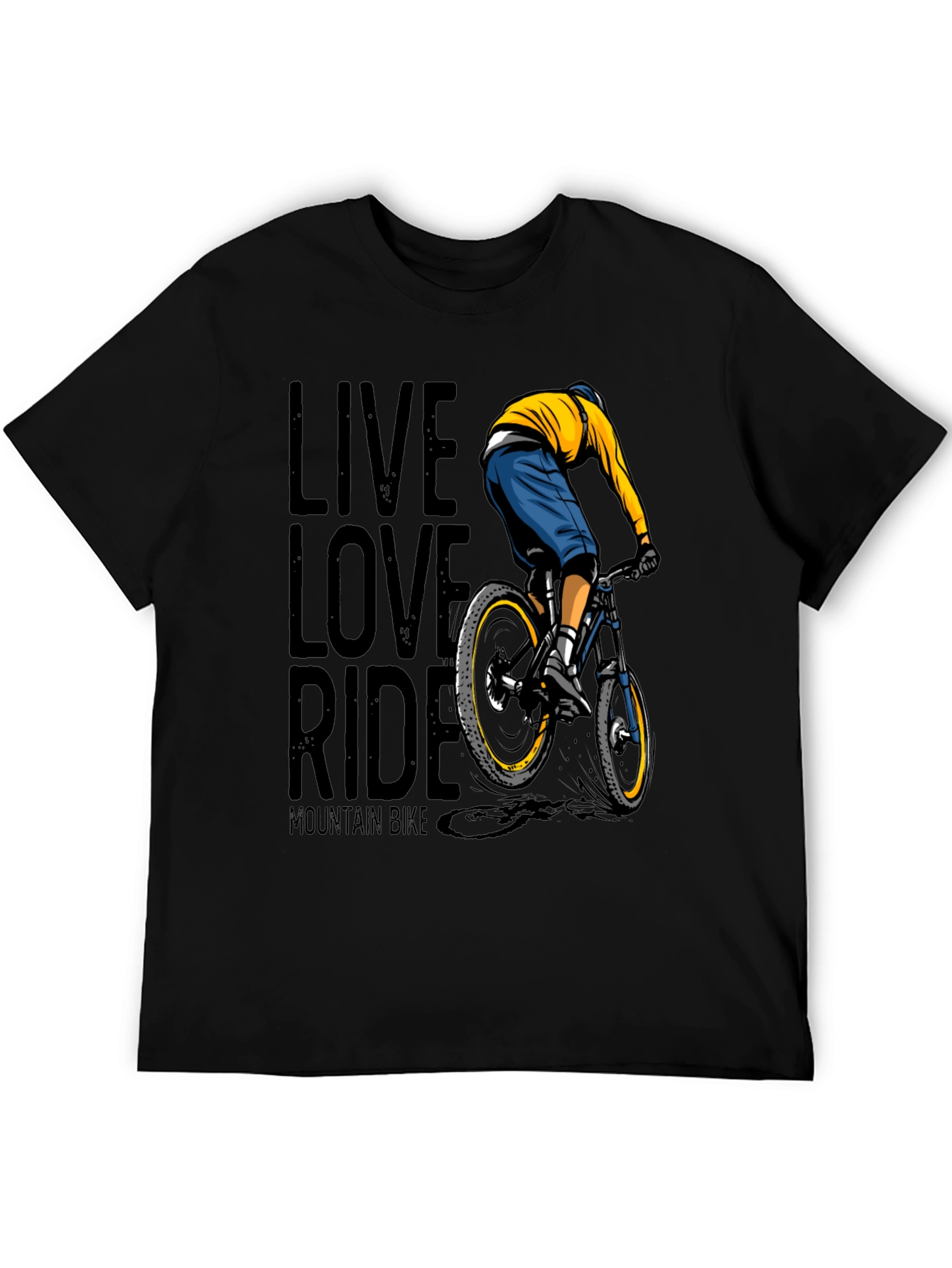 Black Live Love Ride Mountain Bike Graphic T-Shirt view 5