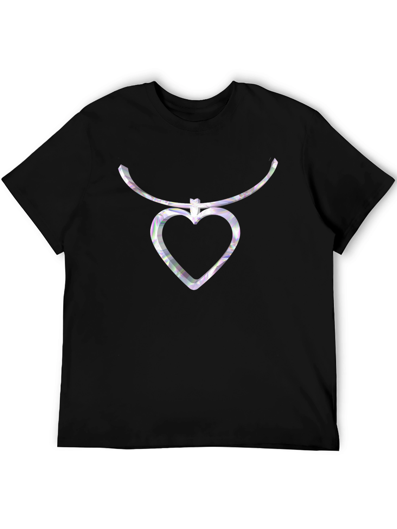 Black Heart Pendant Black Tee - Modern Minimalist Style view 5