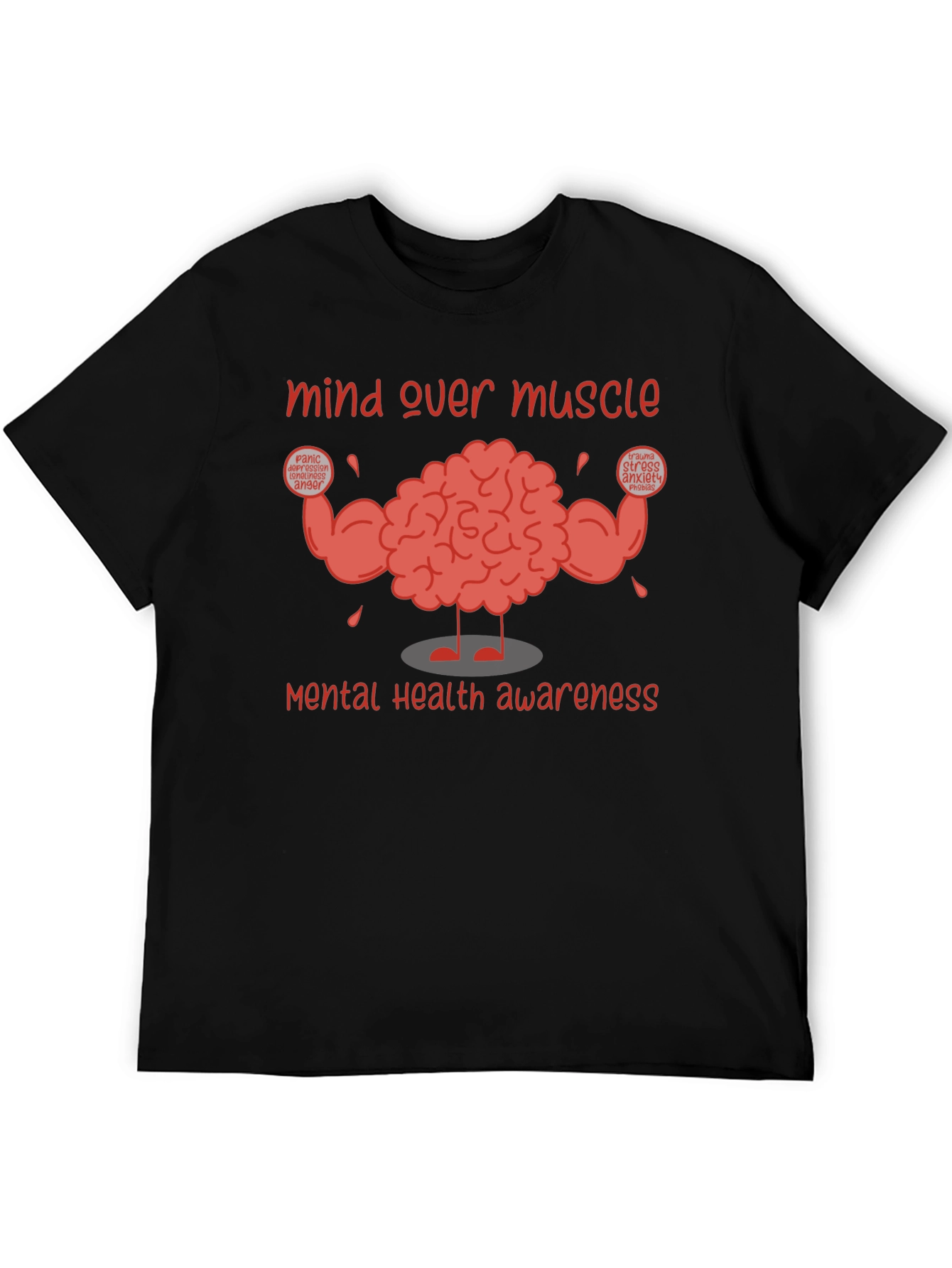 Black Mind Over Muscle Mental Health Awareness T-Shirt view 5