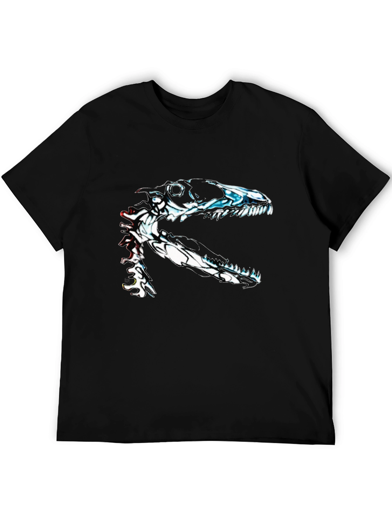 Black Dinosaur Skeleton Graphic Black T-Shirt view 5