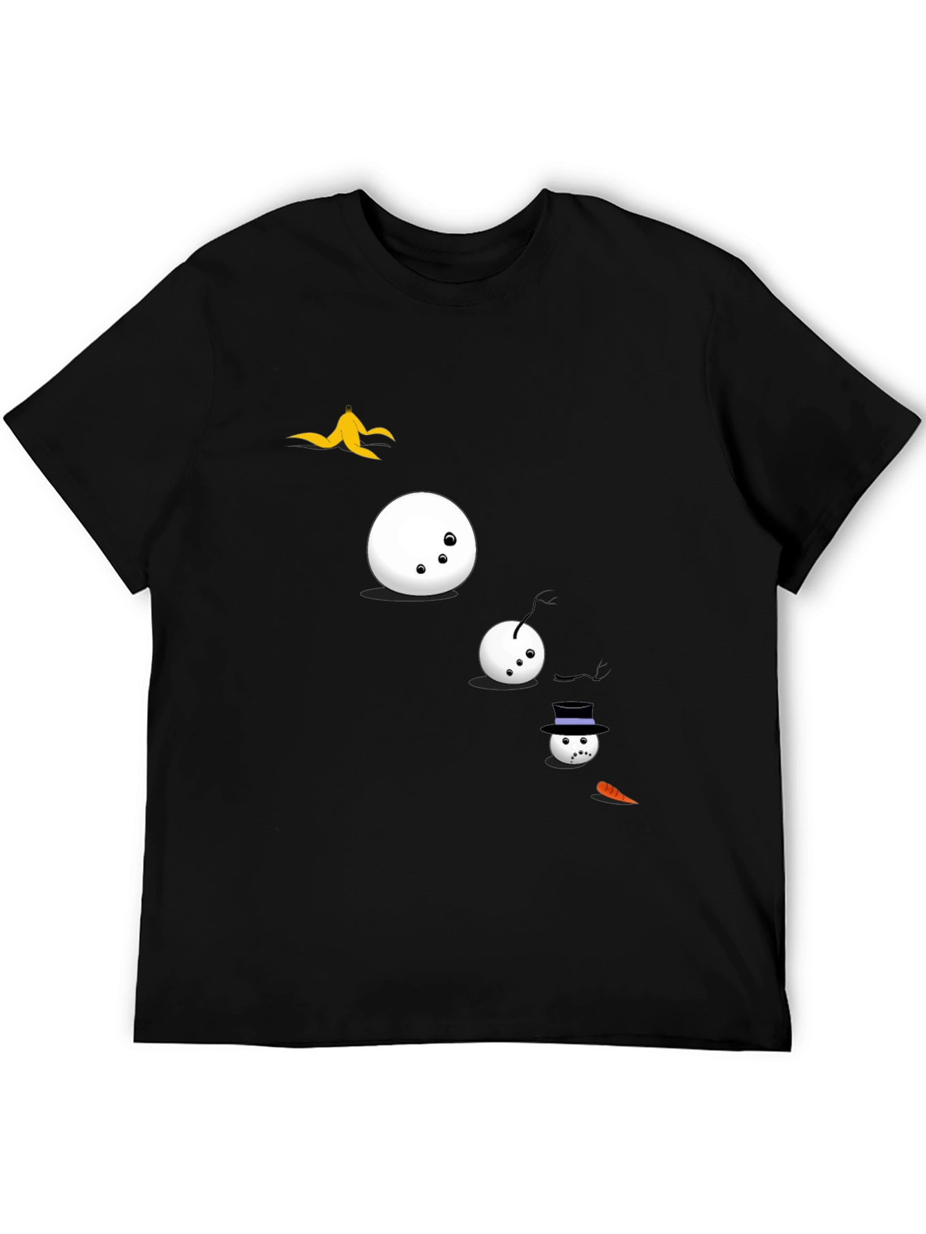 Black Funny Snowman T-Shirt - Black Cotton Tee view 5