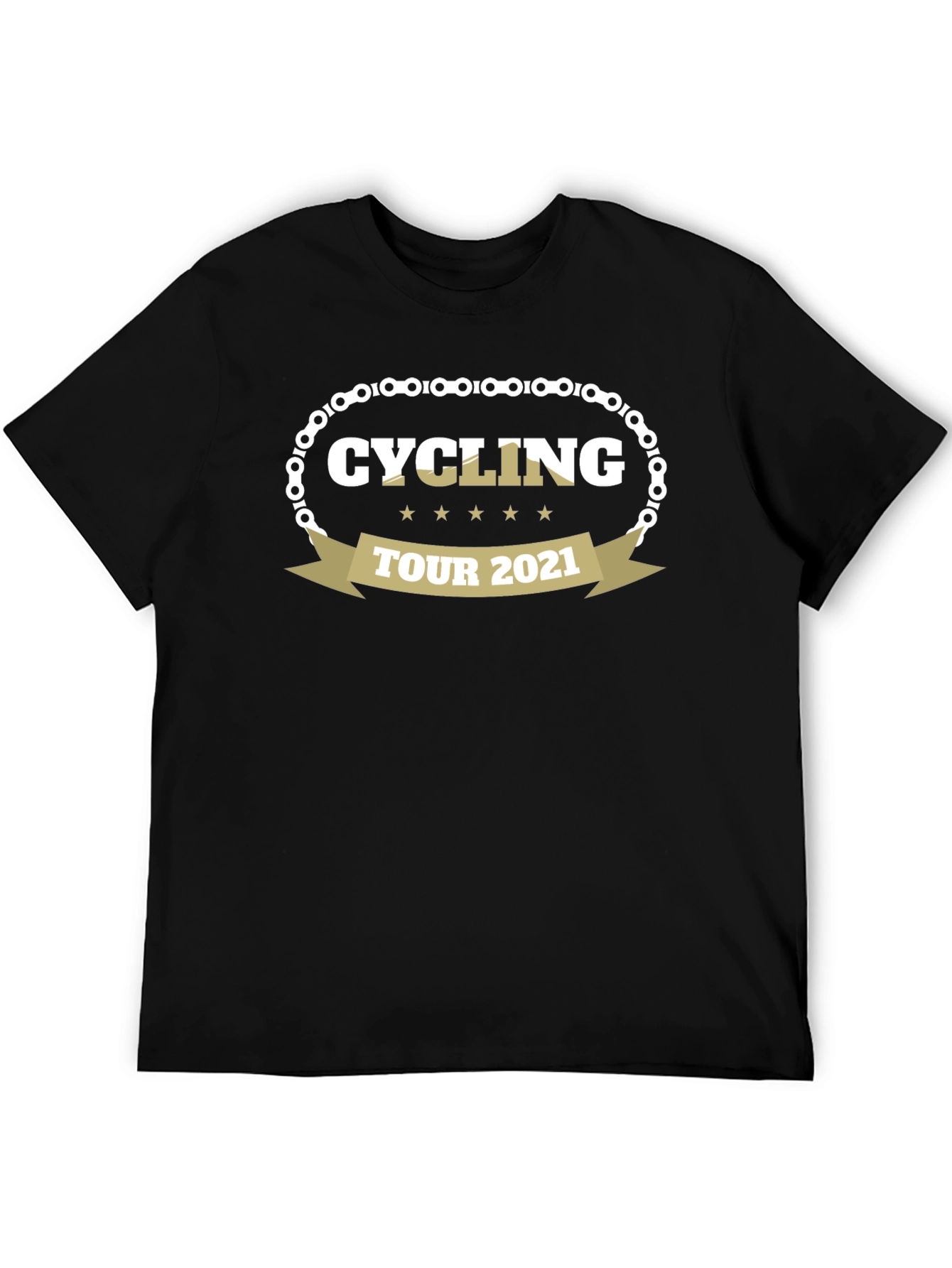 Black Cycling Tour 2021 Graphic Tee - Black Cotton T-Shirt view 5