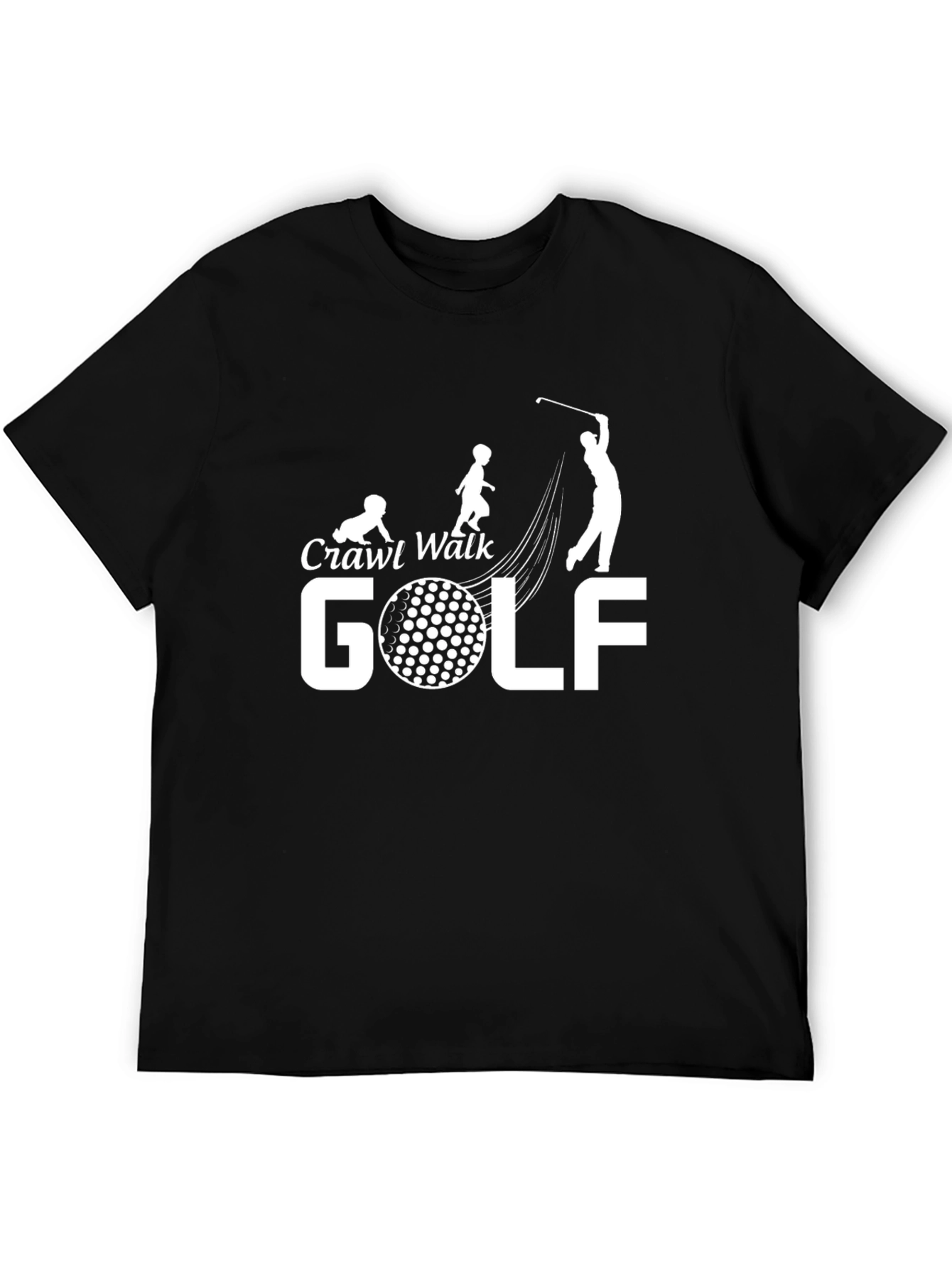 Black Funny Golf Evolution T-Shirt - Crawl, Walk, Golf! view 5