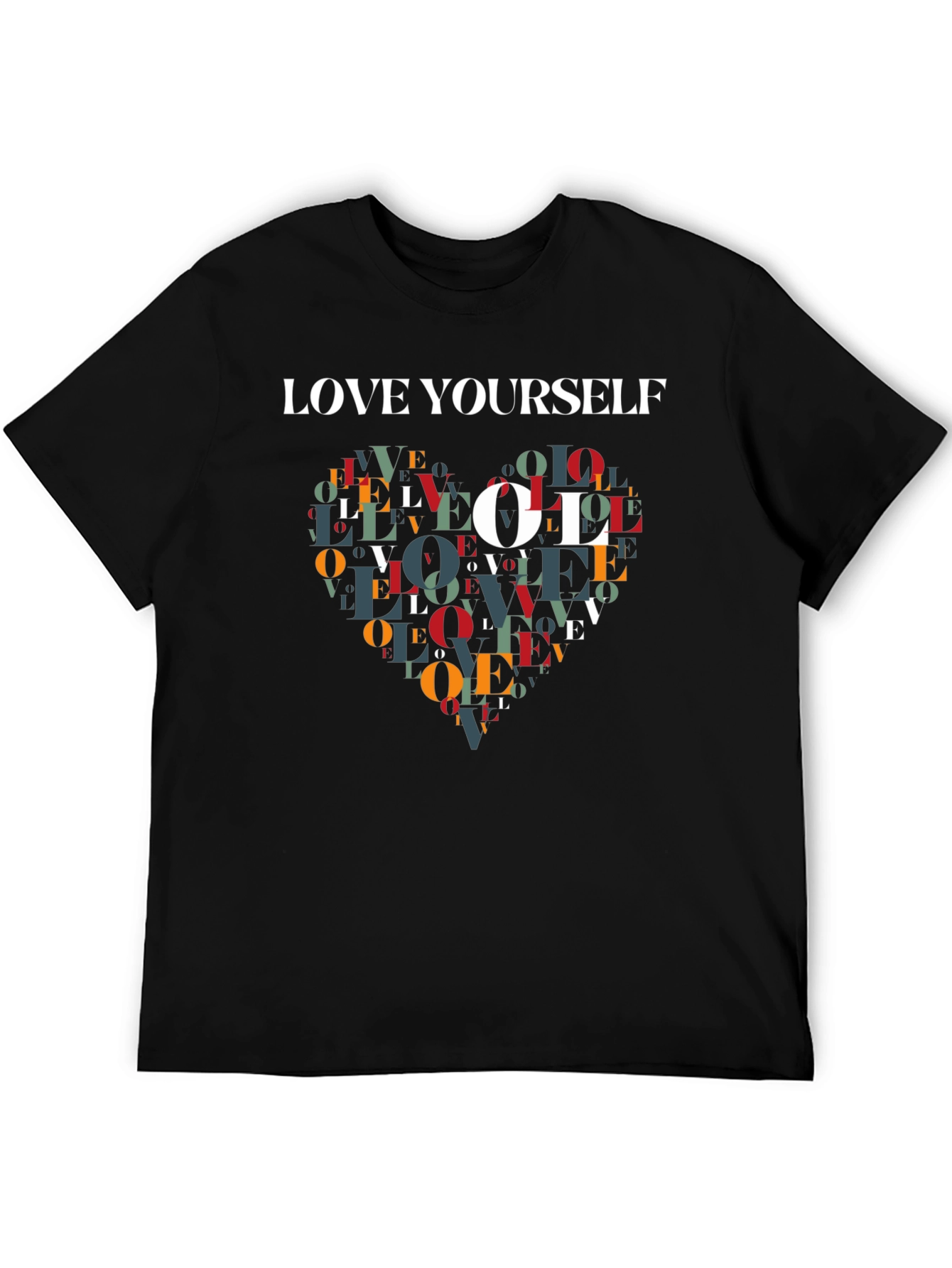 Love Yourself Heart Graphic Tee - Stylish Black T-Shirt - 5