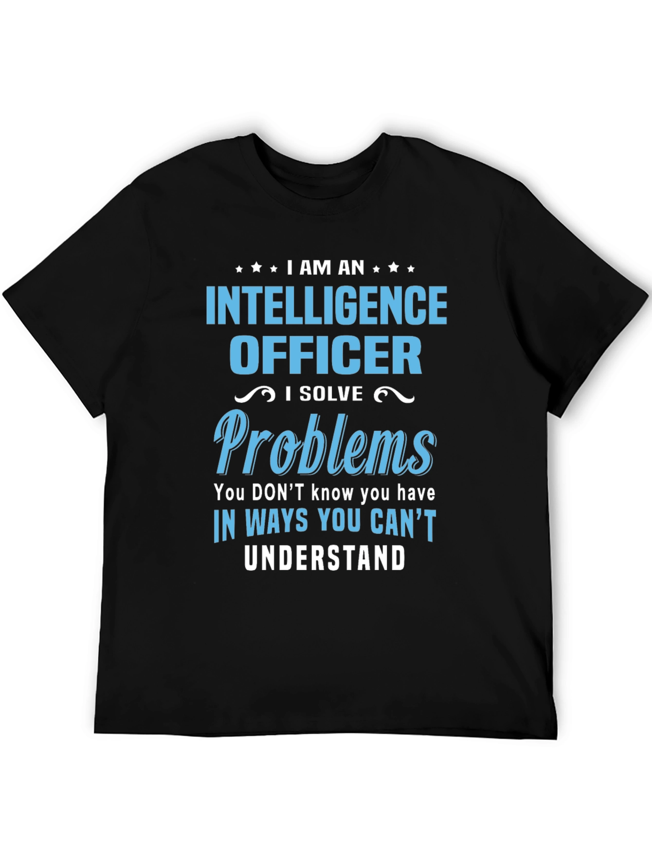 Black Intelligence Officer T-Shirt - Problem Solver Tee view 5