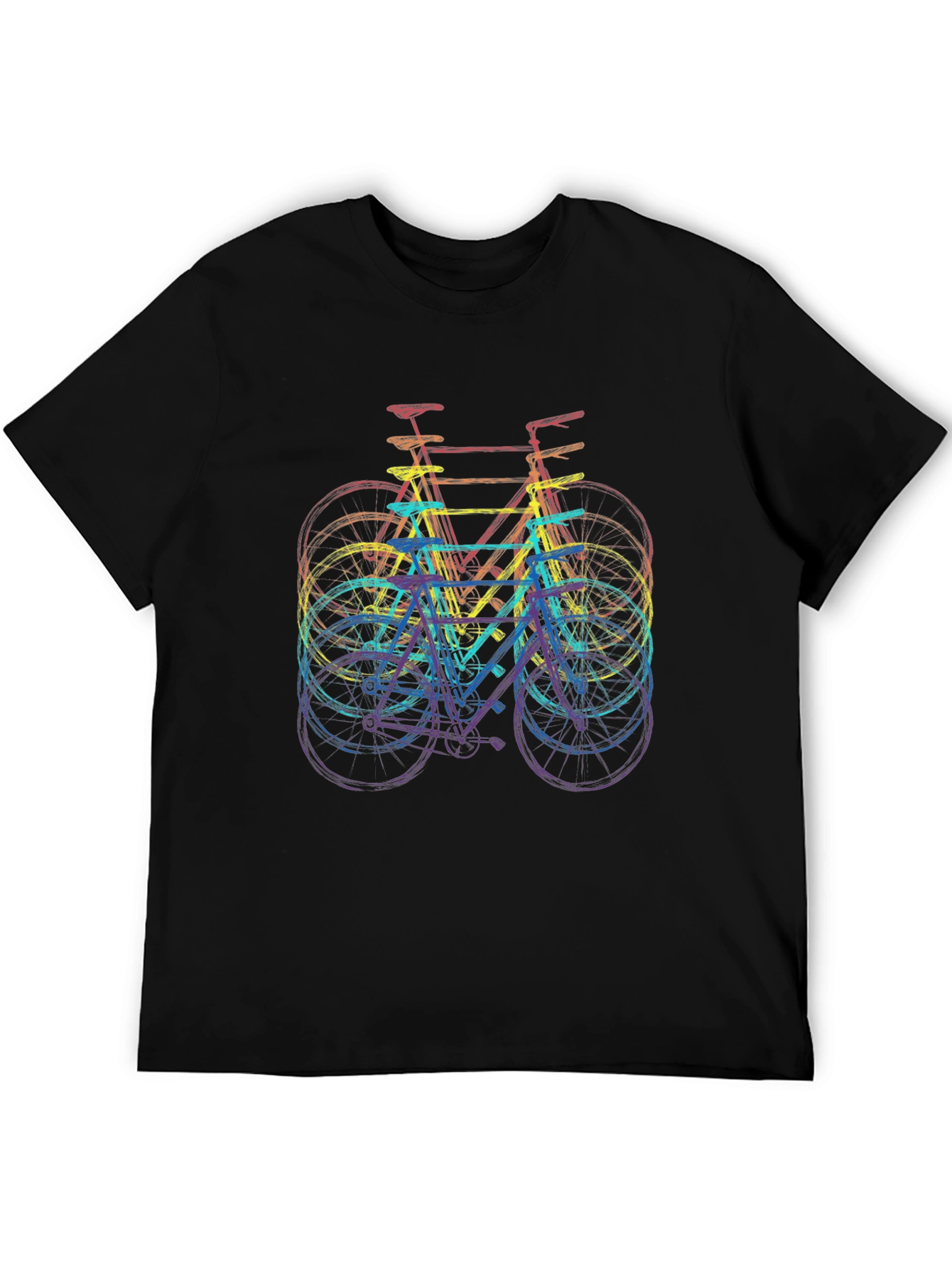 Black Retro Bicycle Rainbow T-Shirt view 5