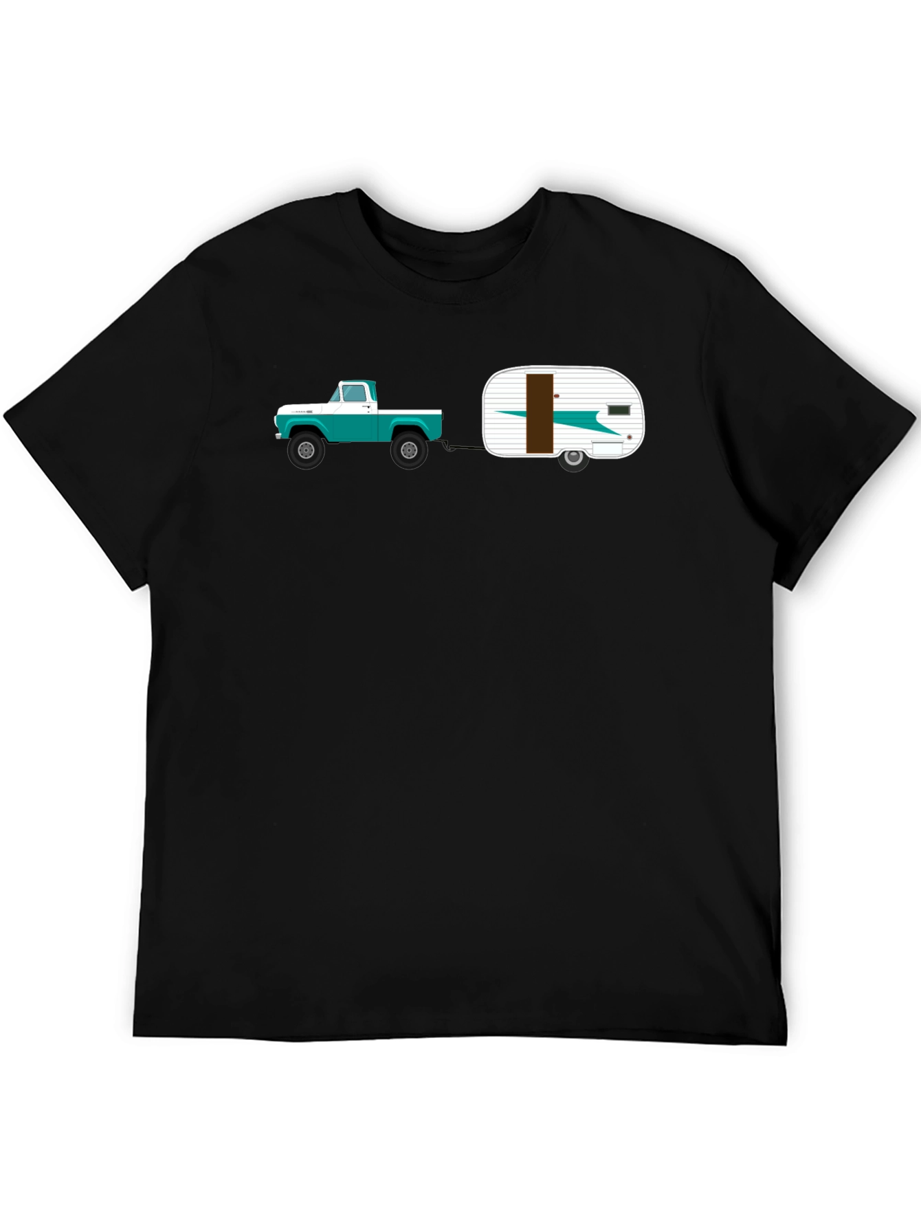 Black Vintage Truck & Camper Black T-Shirt view 5
