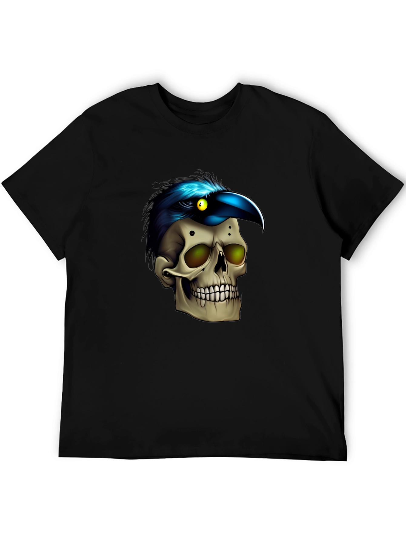 Black Skull & Raven T-Shirt: Gothic Style view 5