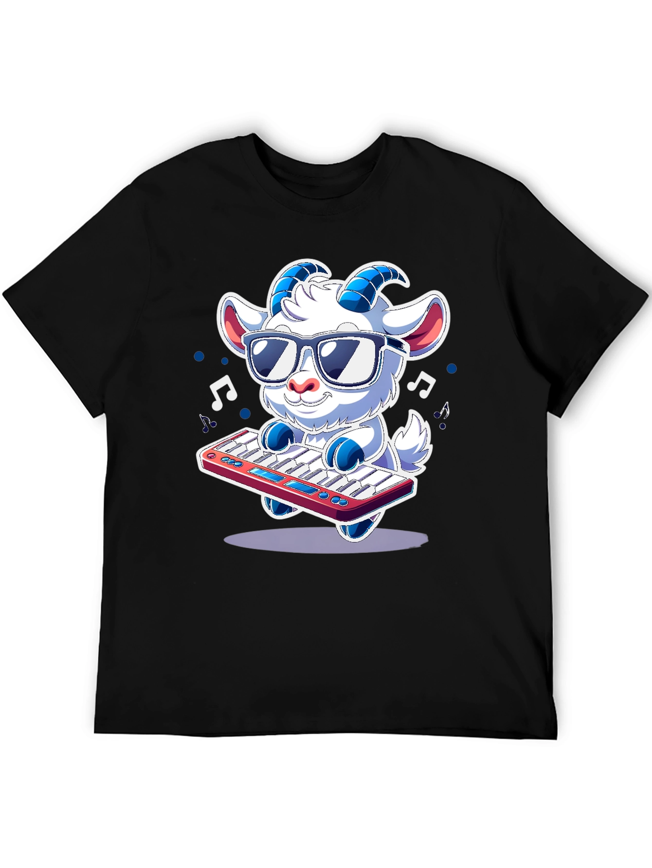 Black Cool Goat Keyboardist T-Shirt - Music Lover Tee view 5