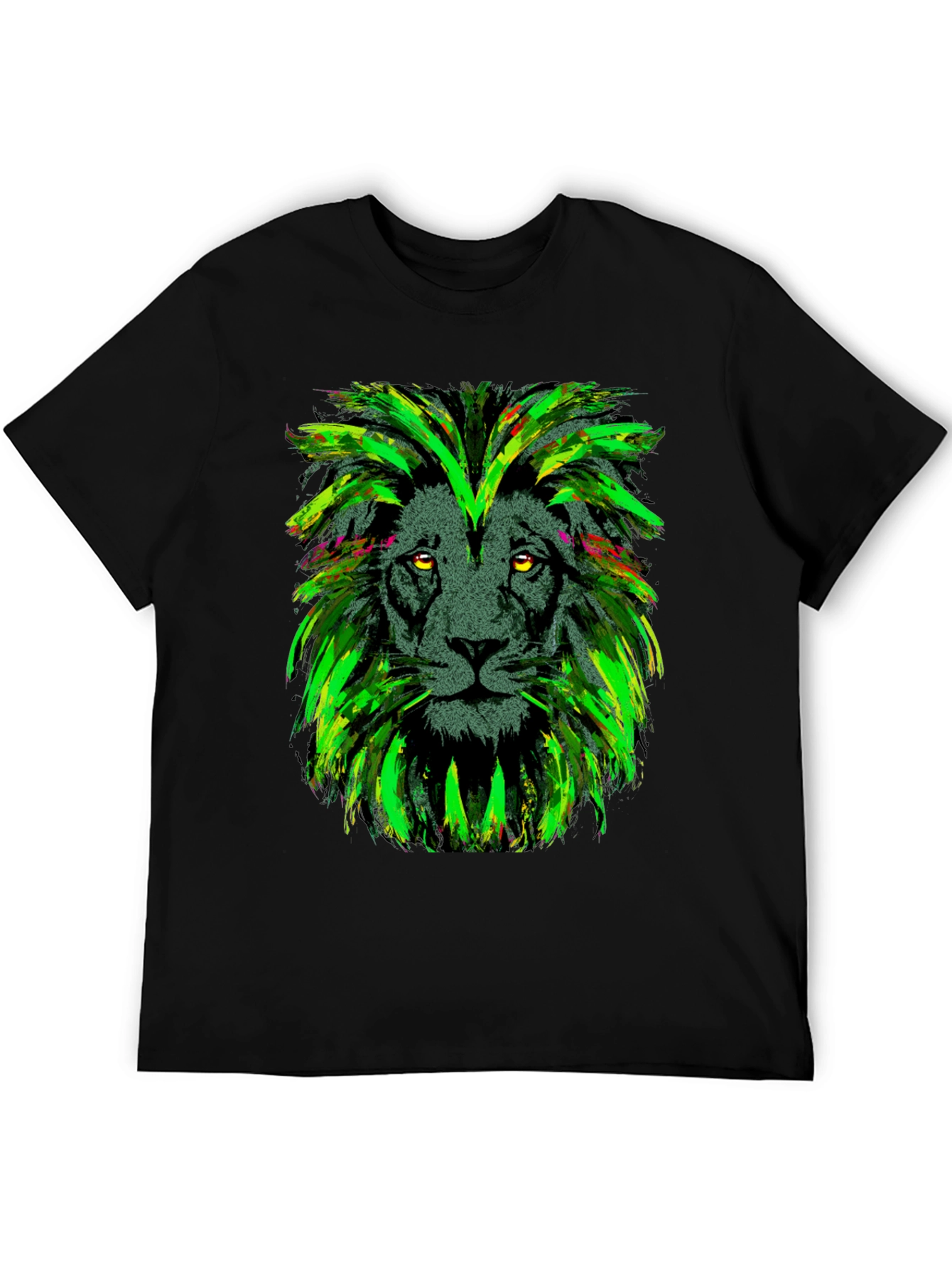 Black Lion Head Graphic Print Black T-Shirt view 5