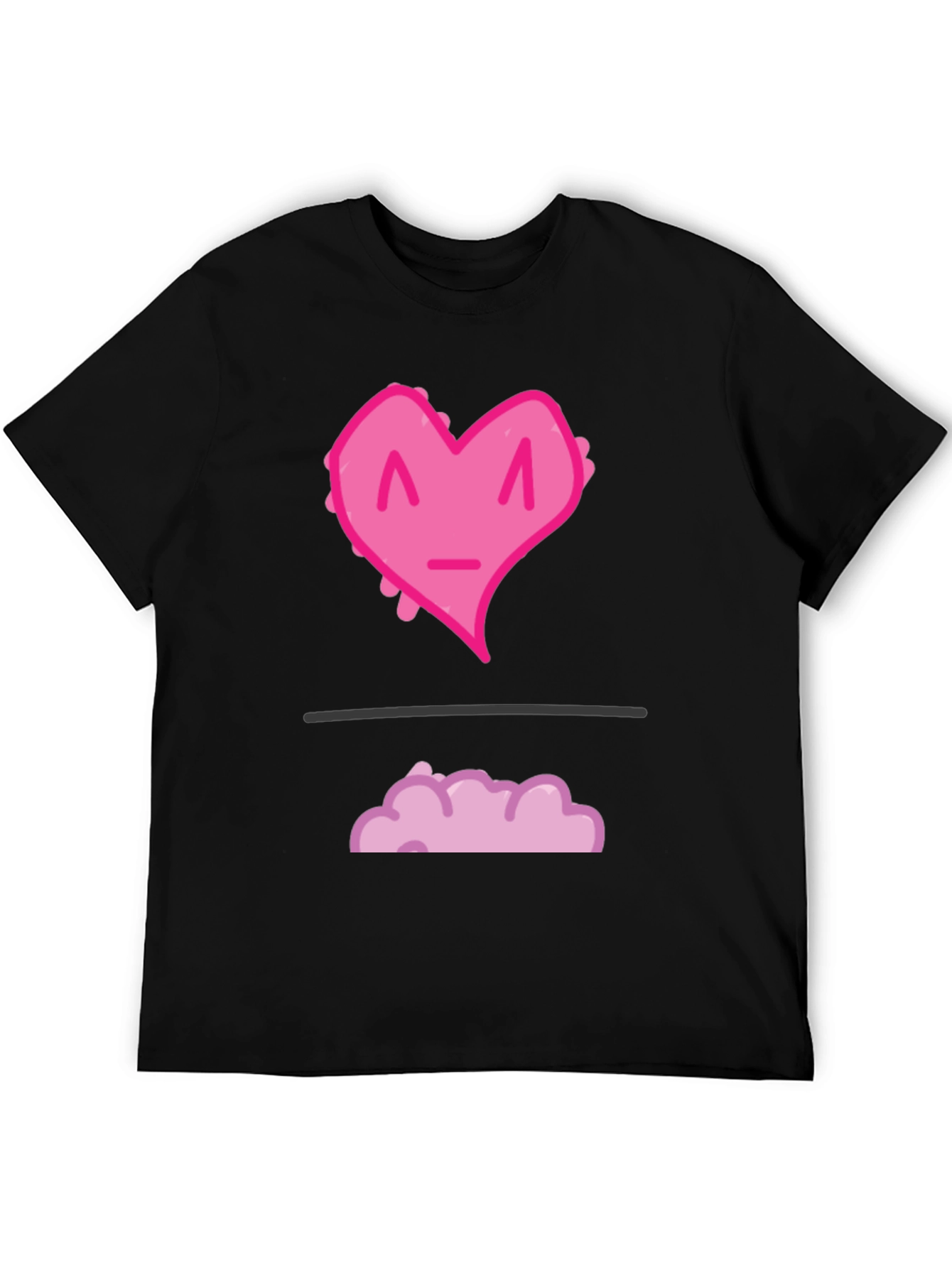 Black Funny Pink Heart Graphic T-Shirt - Black Casual Tee view 5