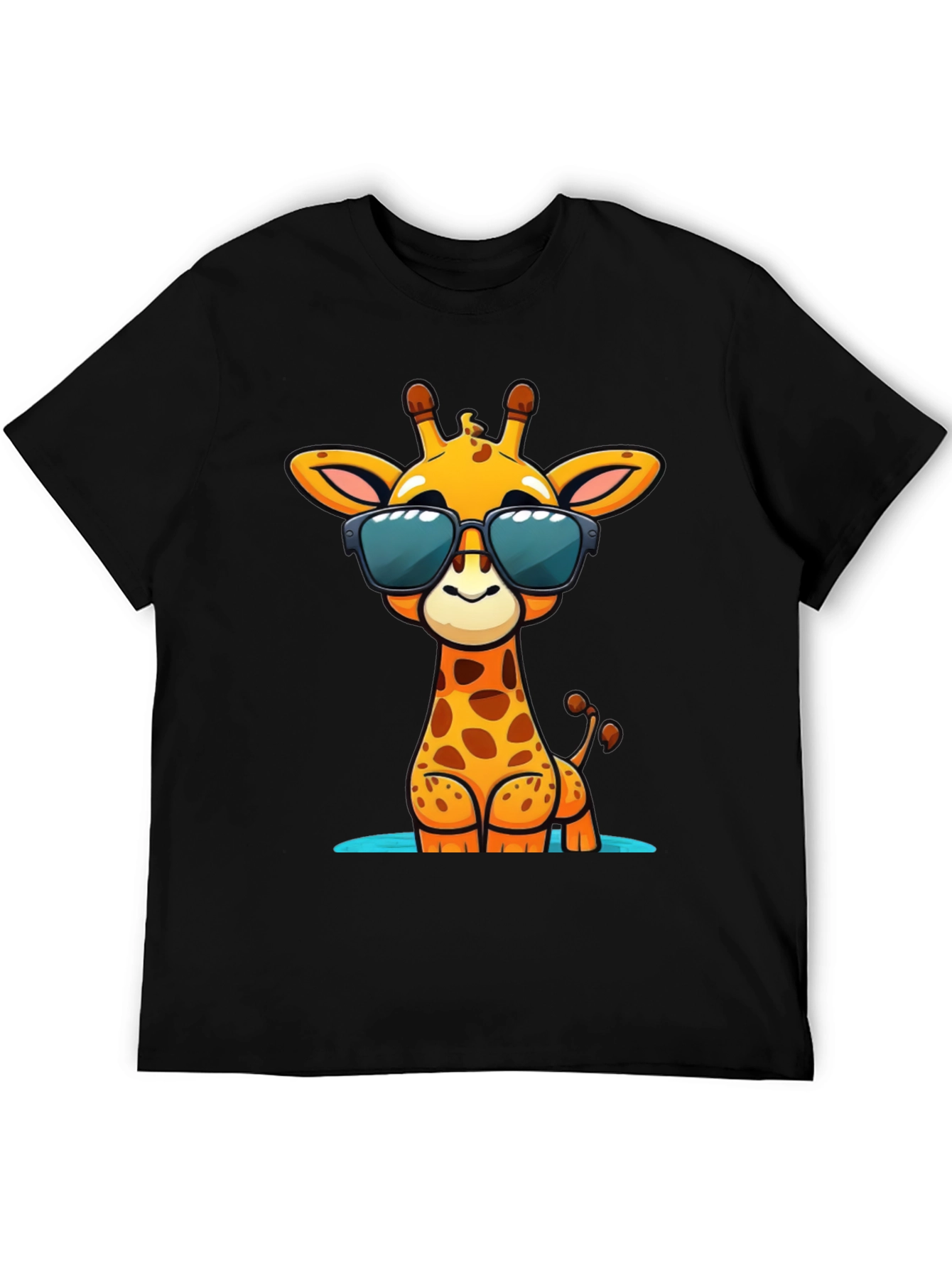 Black Cool Giraffe Graphic Tee - Black Cotton Shirt view 5