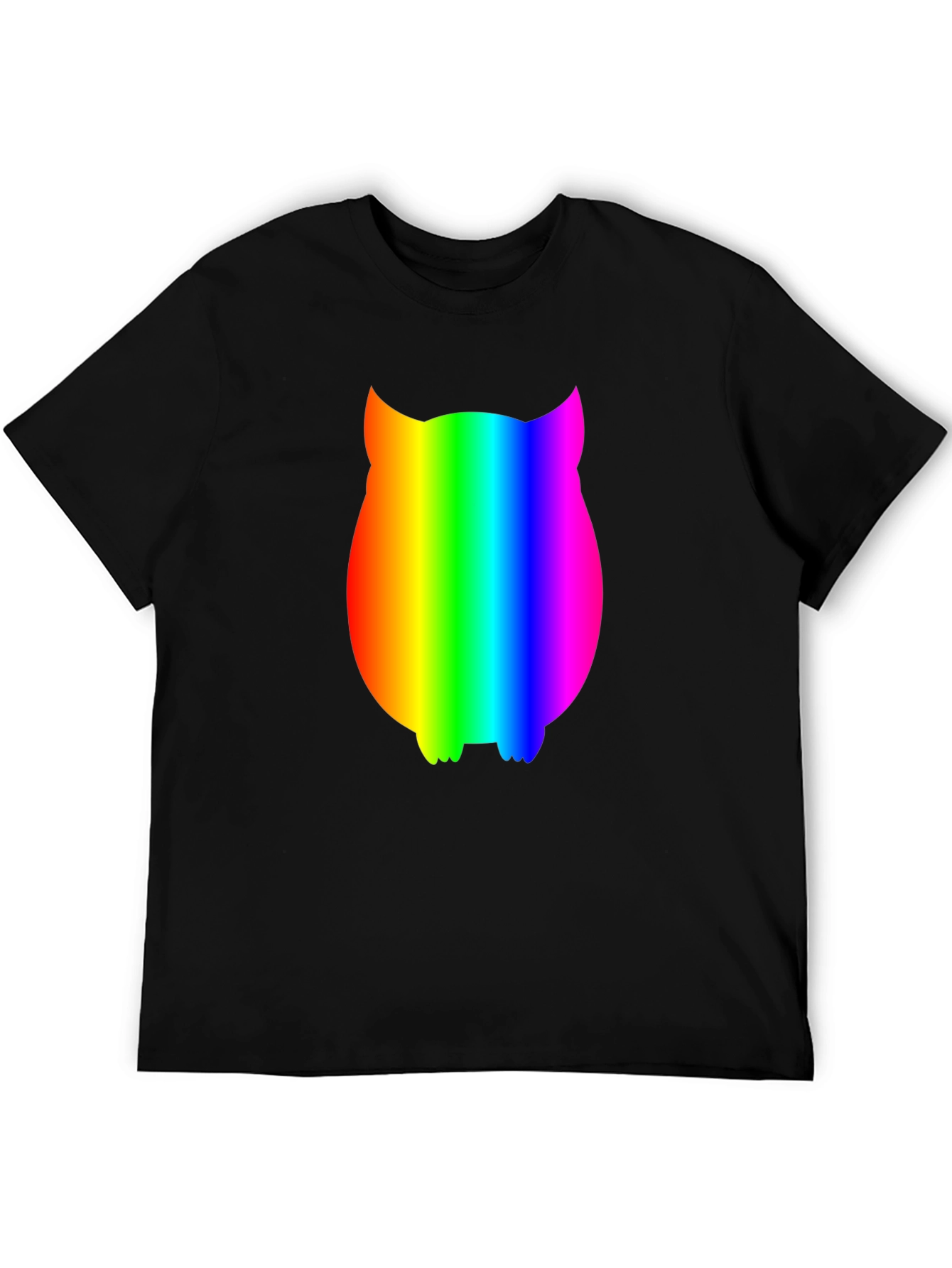 Black Rainbow Owl Graphic Tee - Black Cotton Blend view 5