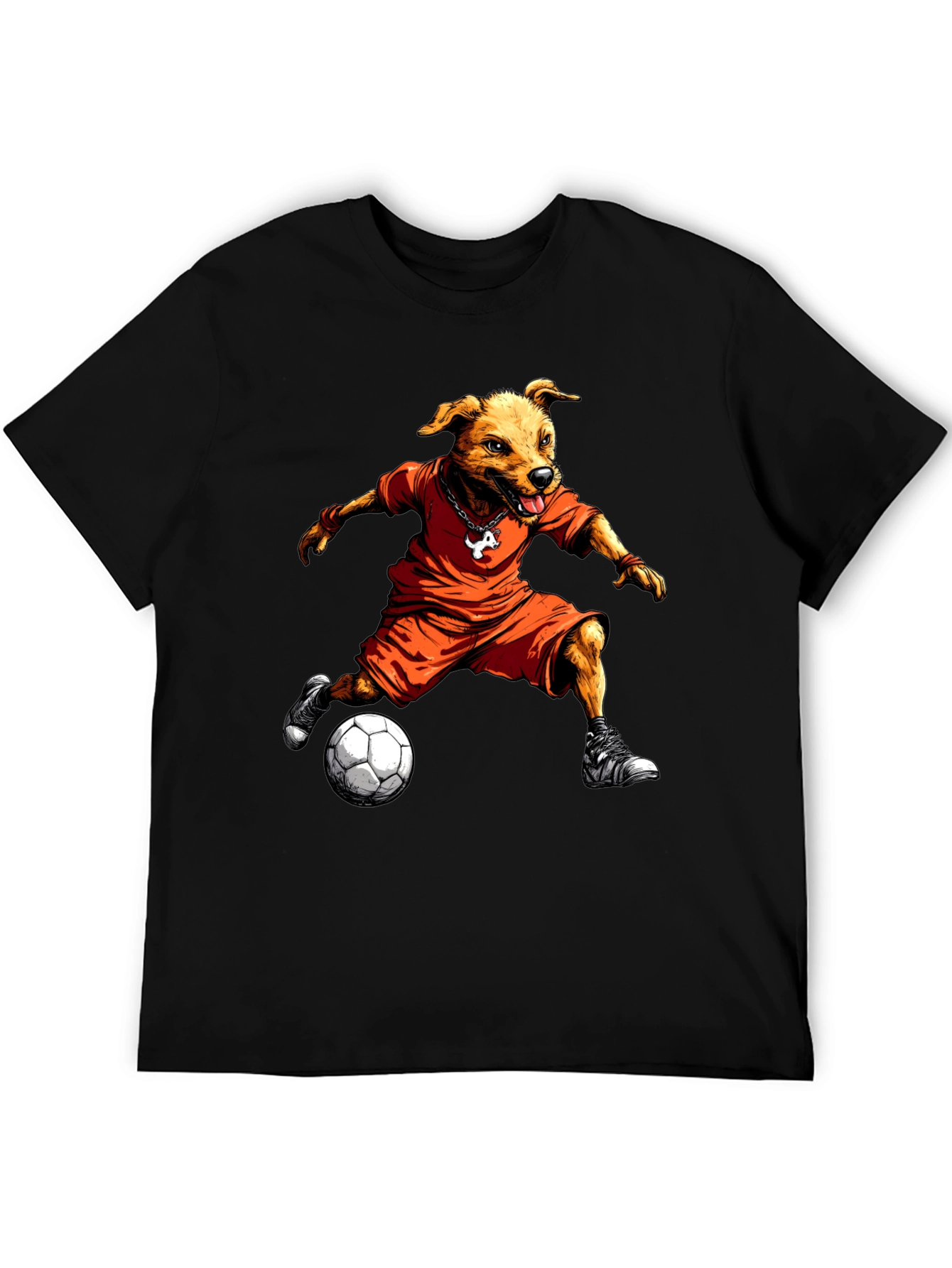Black Dog Soccer Player Graphic T-Shirt view 5