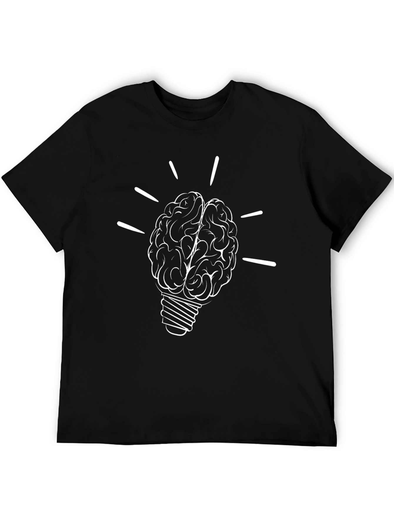 Black Brain Lightbulb Graphic Tee - Black view 5