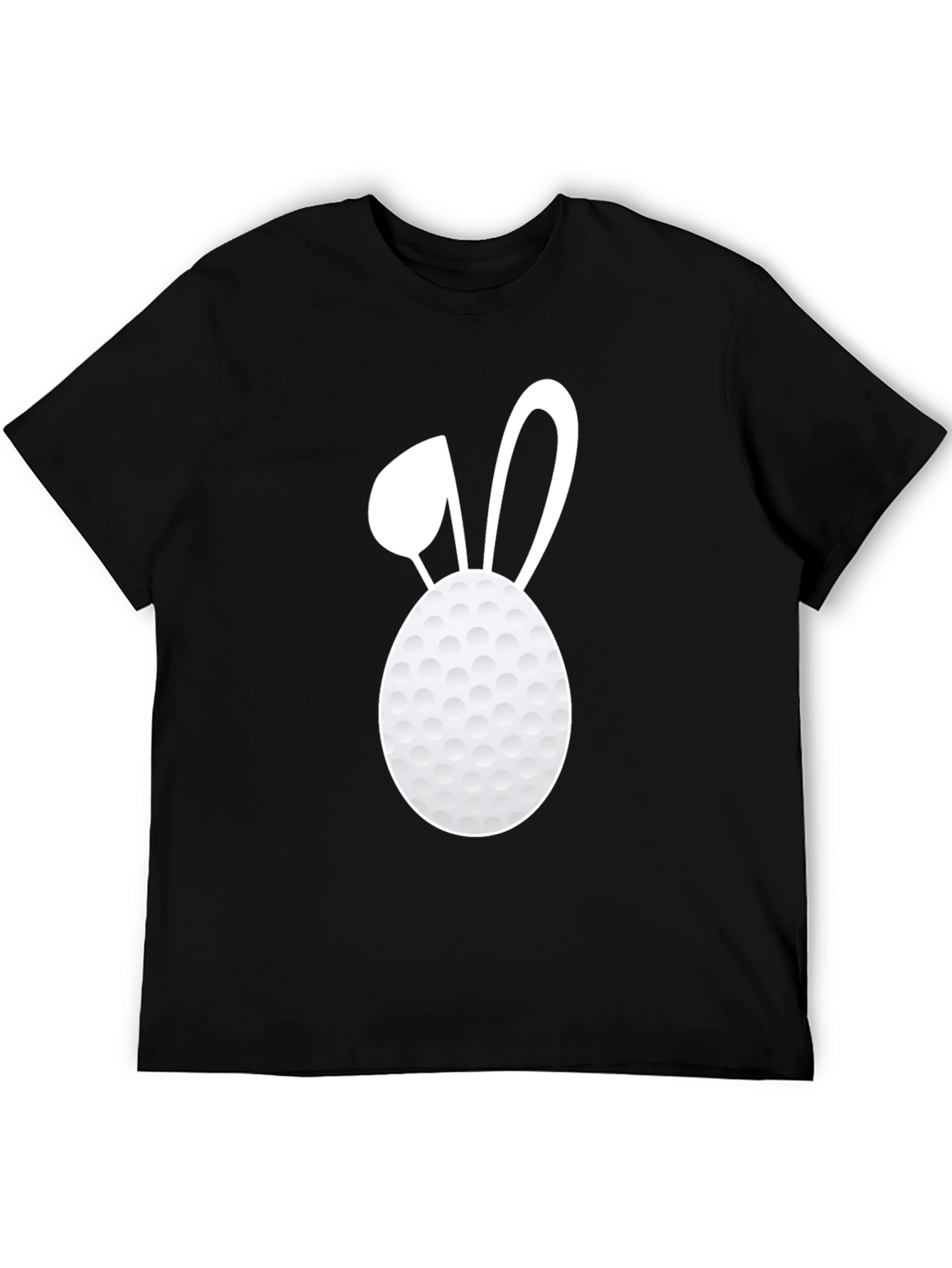 Black Golf Ball Easter Bunny Tee - Black Cotton T-Shirt view 5