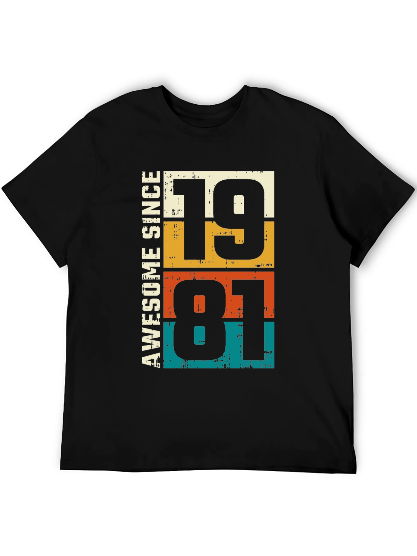 Black Awesome Since 1981 Birthday T-Shirt view 5