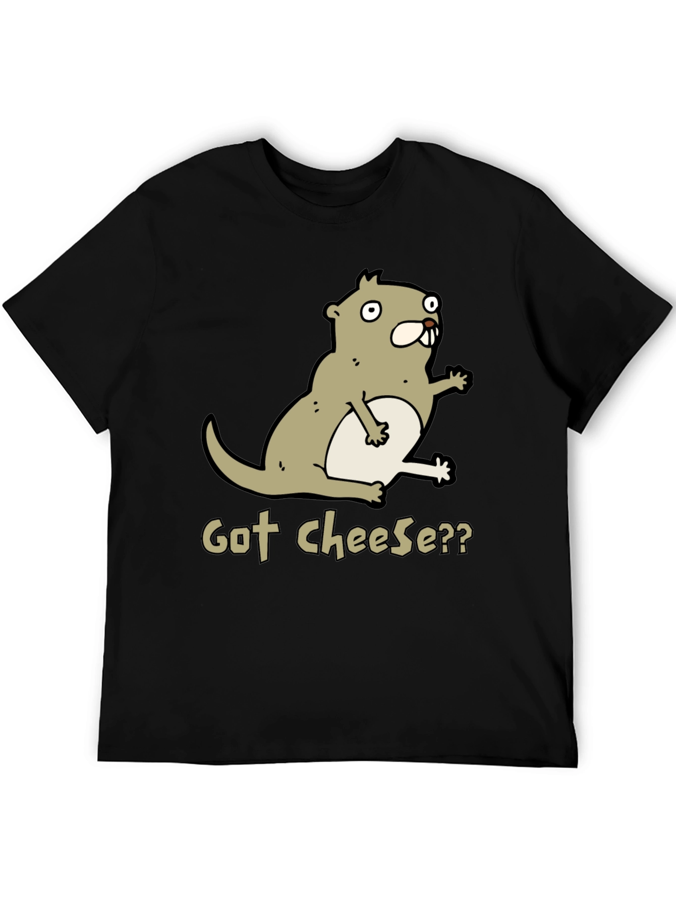 Black Got Cheese? Cartoon Beaver T-Shirt - Black view 5