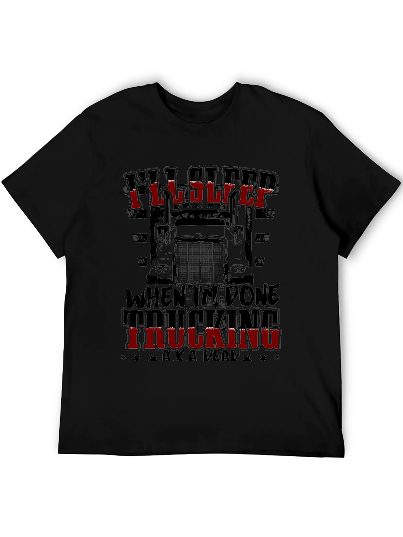 Black I'll Sleep When I'm Done Trucking T-Shirt view 5