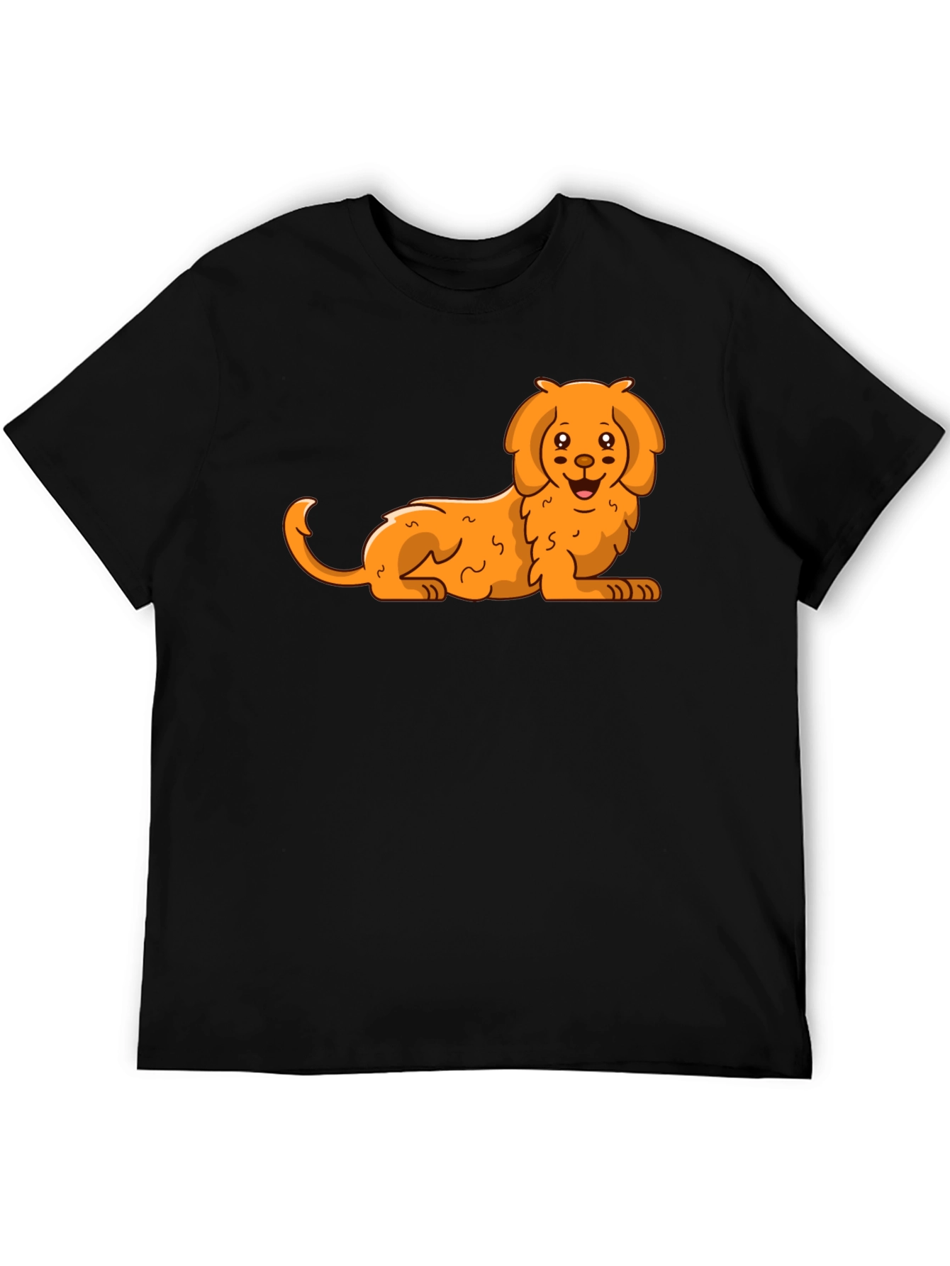 Black Cute Cartoon Dog Black T-Shirt view 5