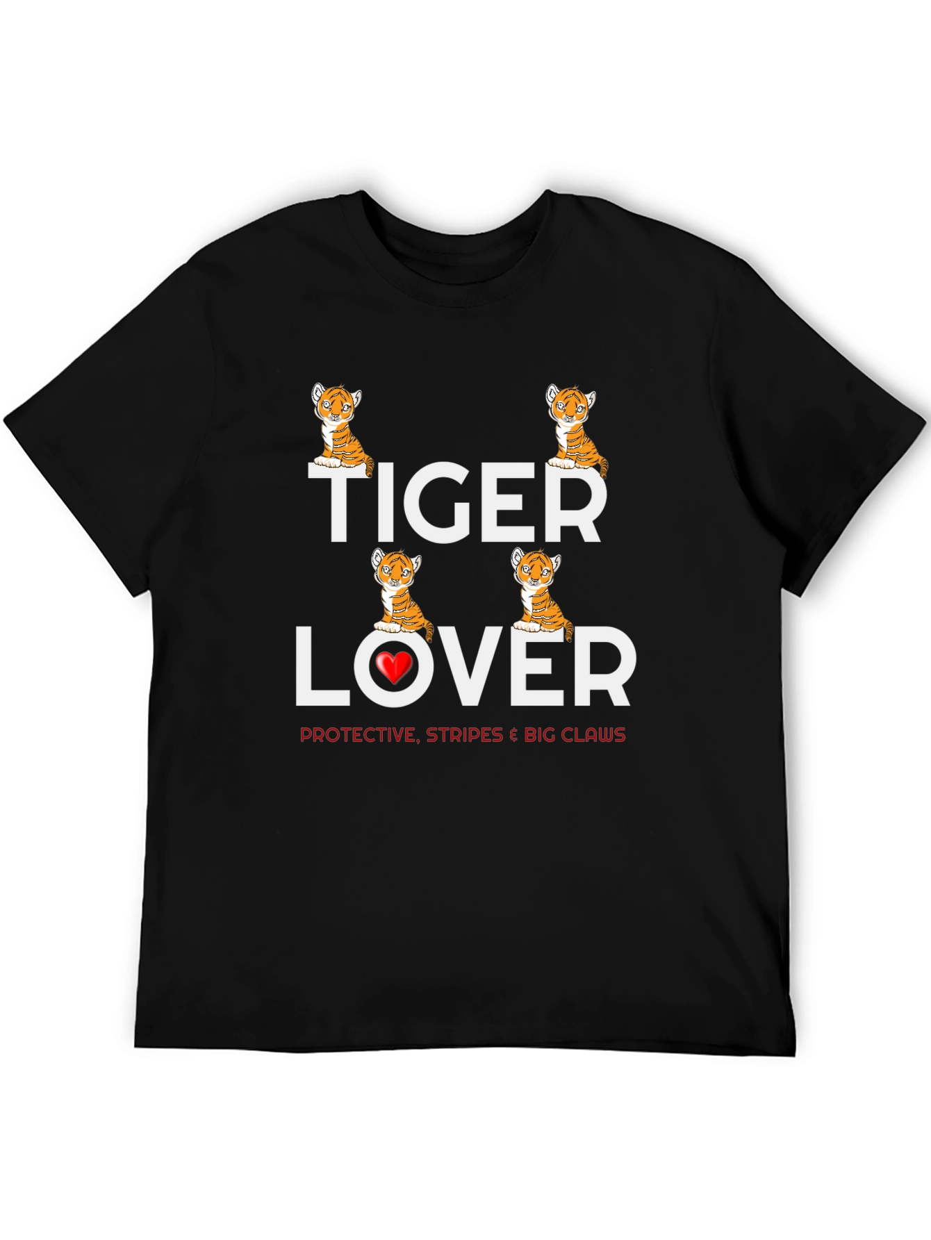 Black Tiger Lover T-Shirt - Cute Animal Graphic Tee view 5