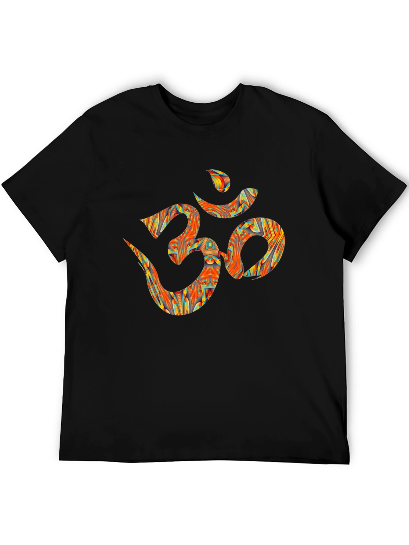 Black Om Design Graphic Tee - Black Cotton T-Shirt view 5