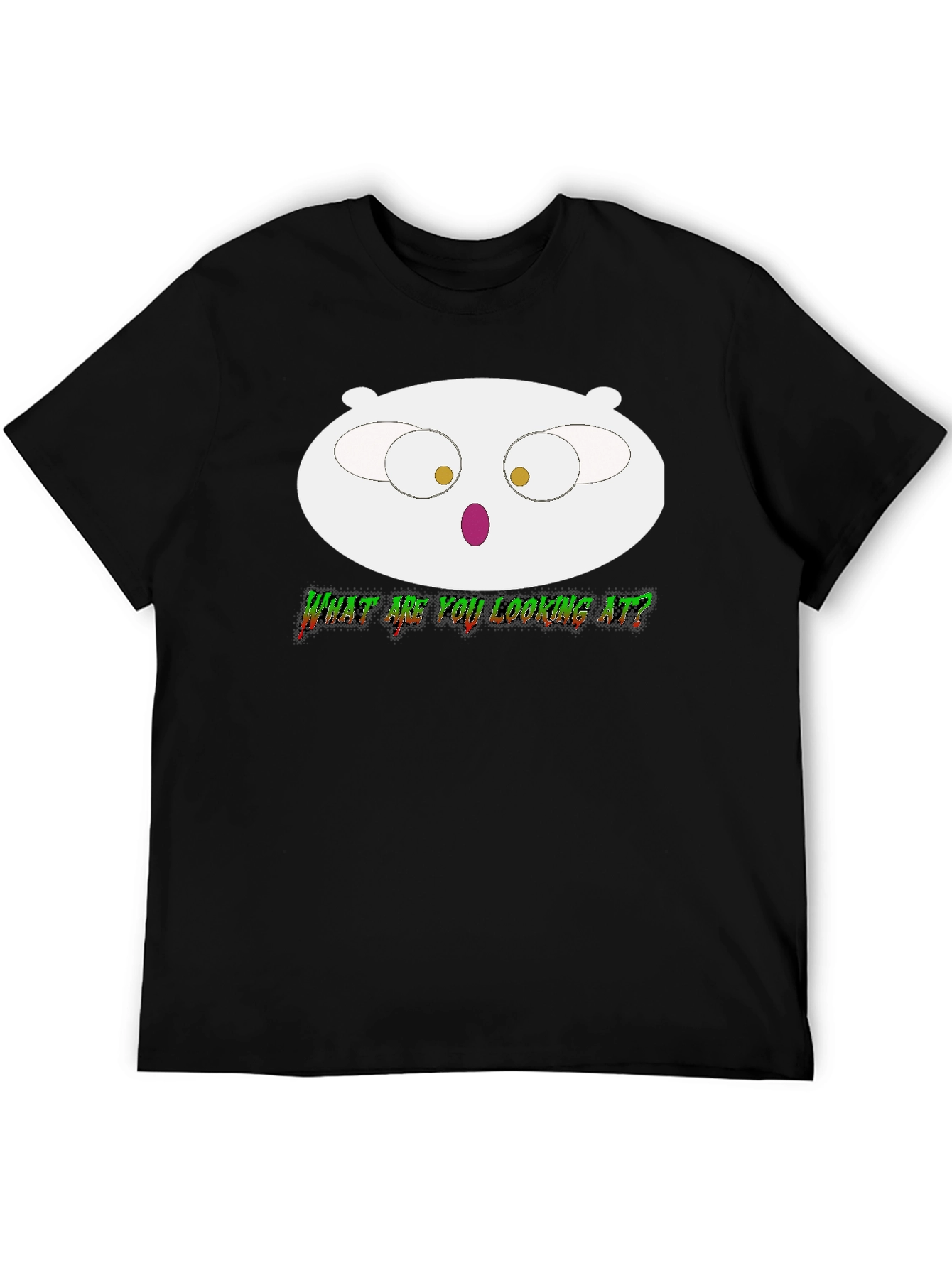 Black Stewie Griffin Inspired "What Are You Looking At" Black T-Shirt view 5